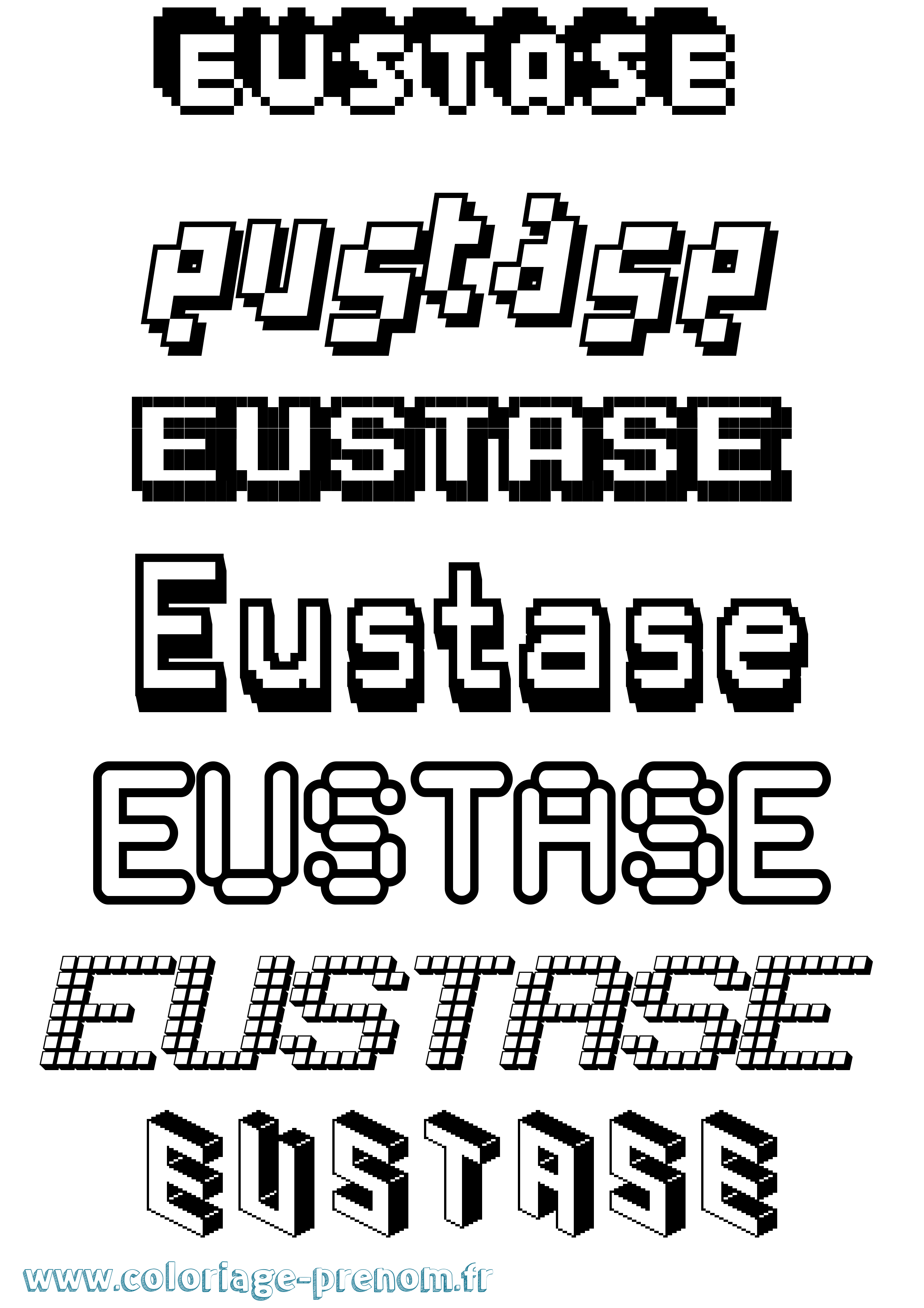 Coloriage Eustase Pixel Coloriage prénom Eustase Pixel