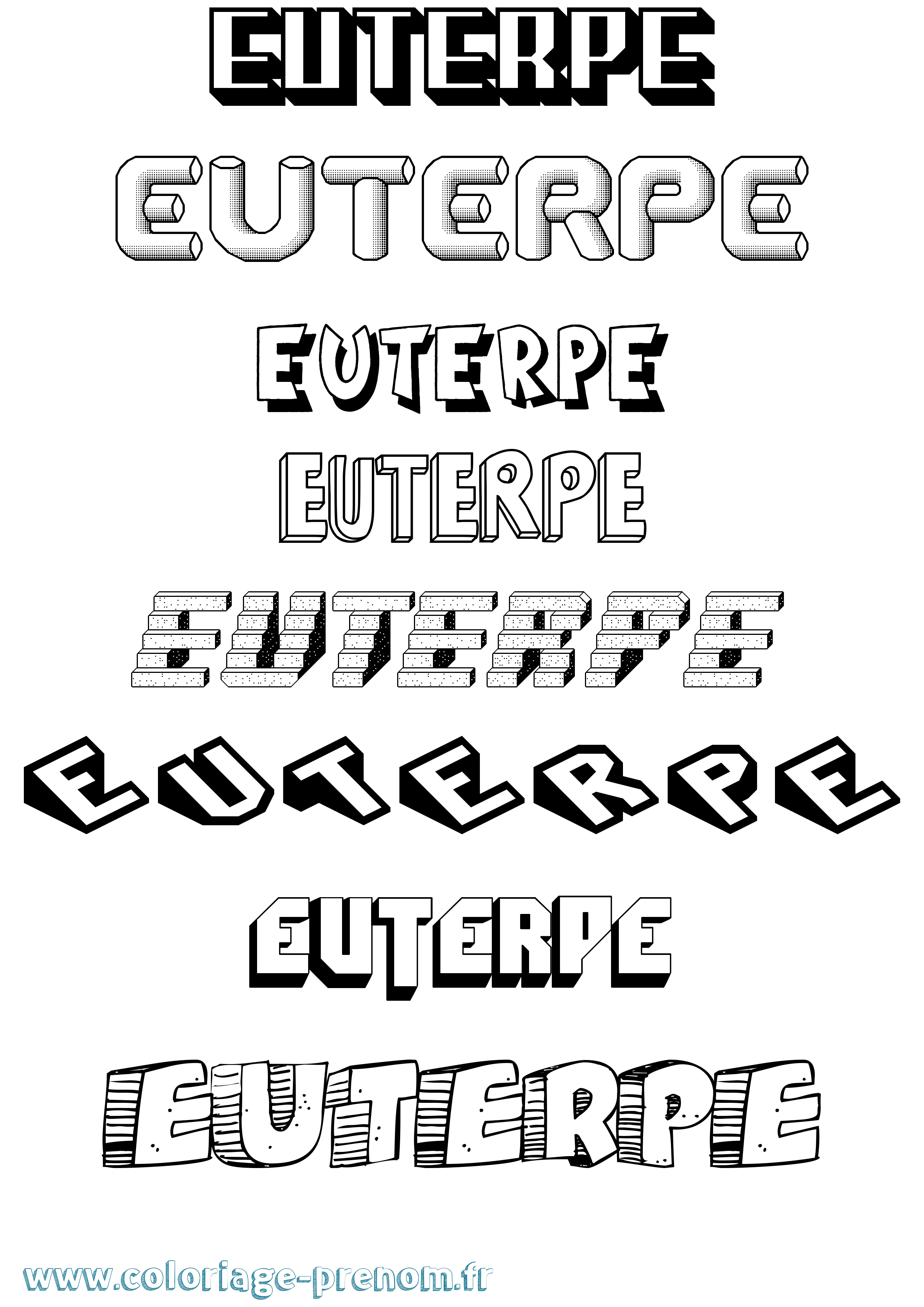 Coloriage Euterpe Effet 3D Coloriage prénom Euterpe Effet 3D
