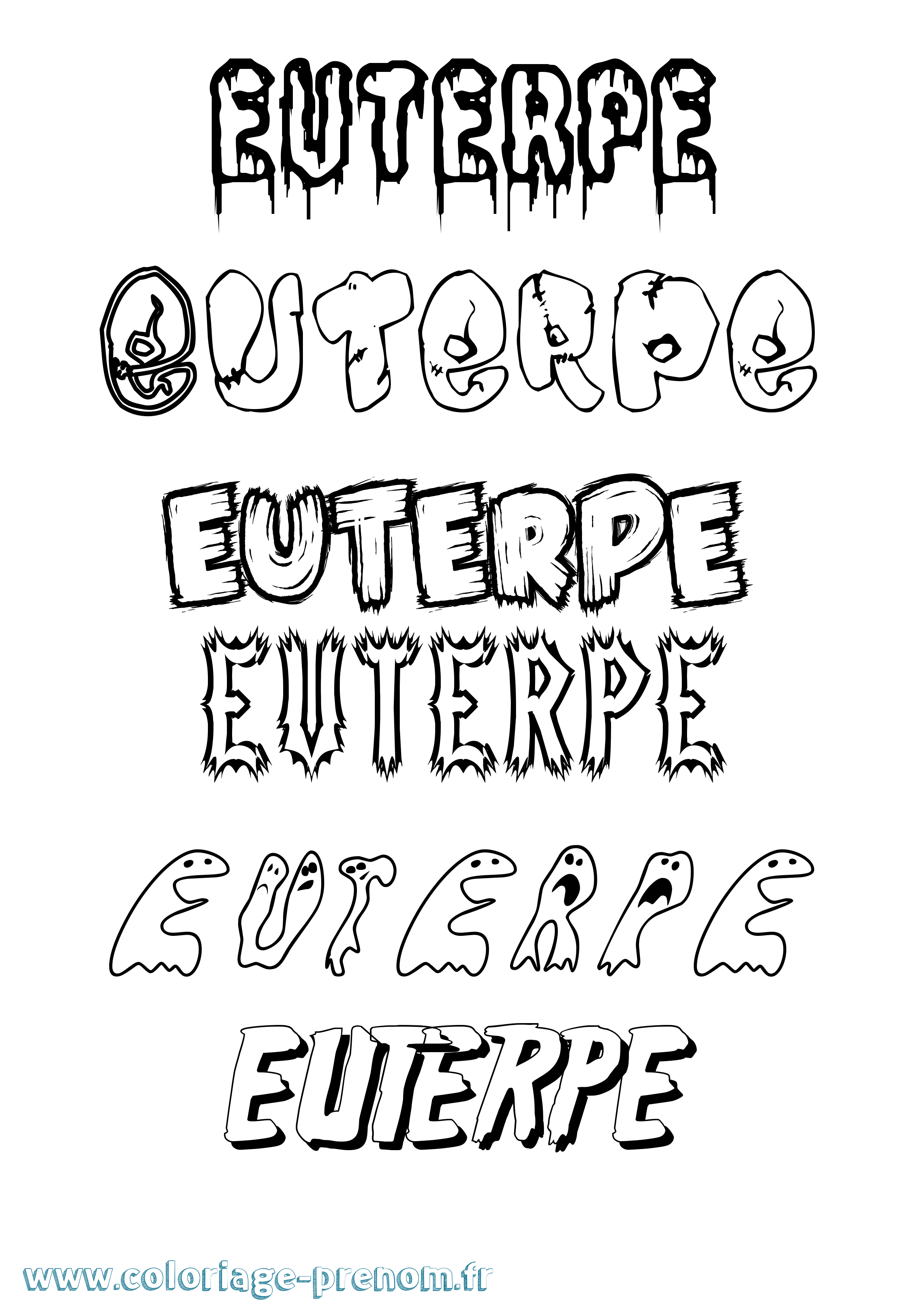 Coloriage Euterpe Frisson Coloriage prénom Euterpe Frisson