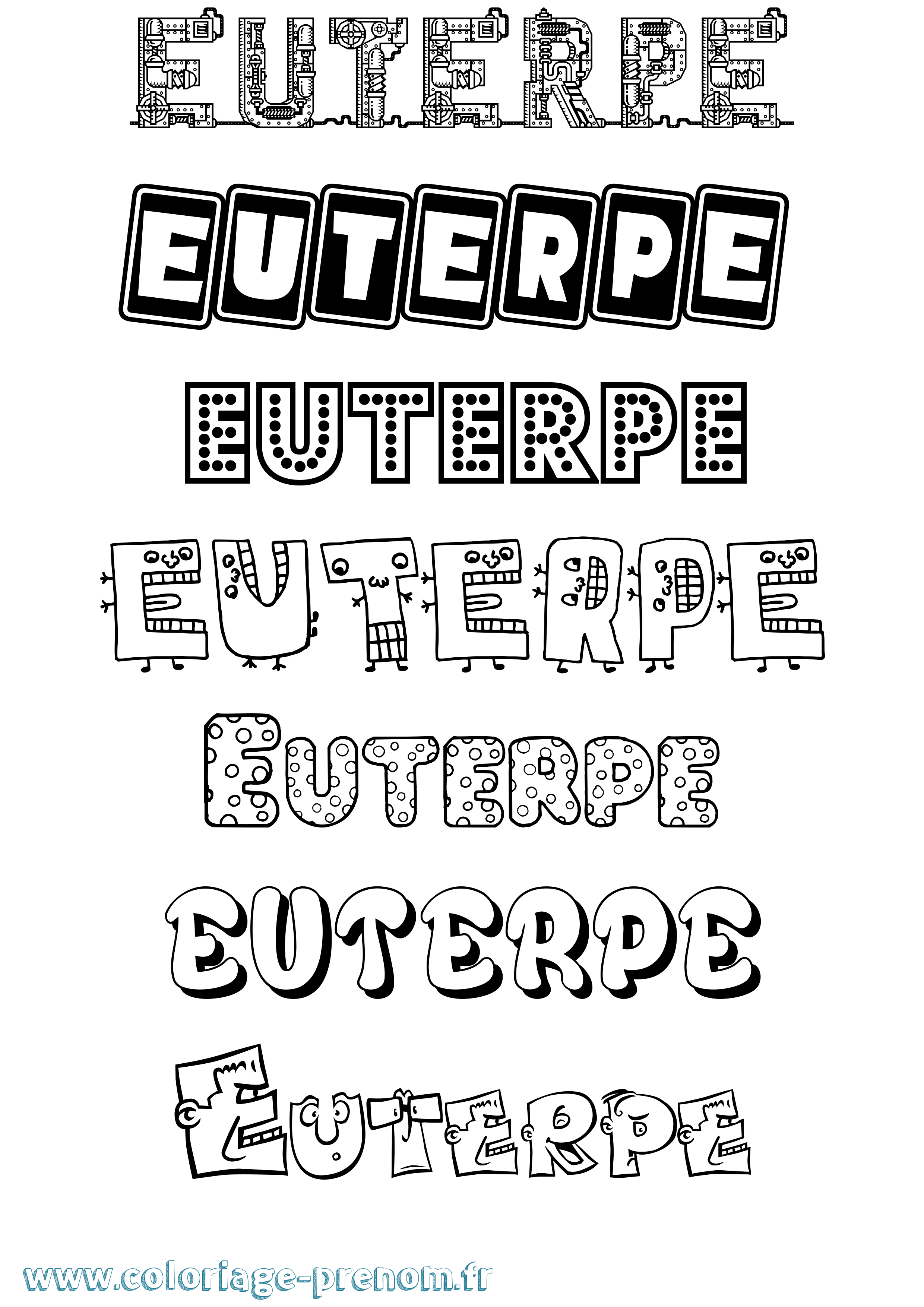 Coloriage Euterpe Fun Coloriage prénom Euterpe Fun