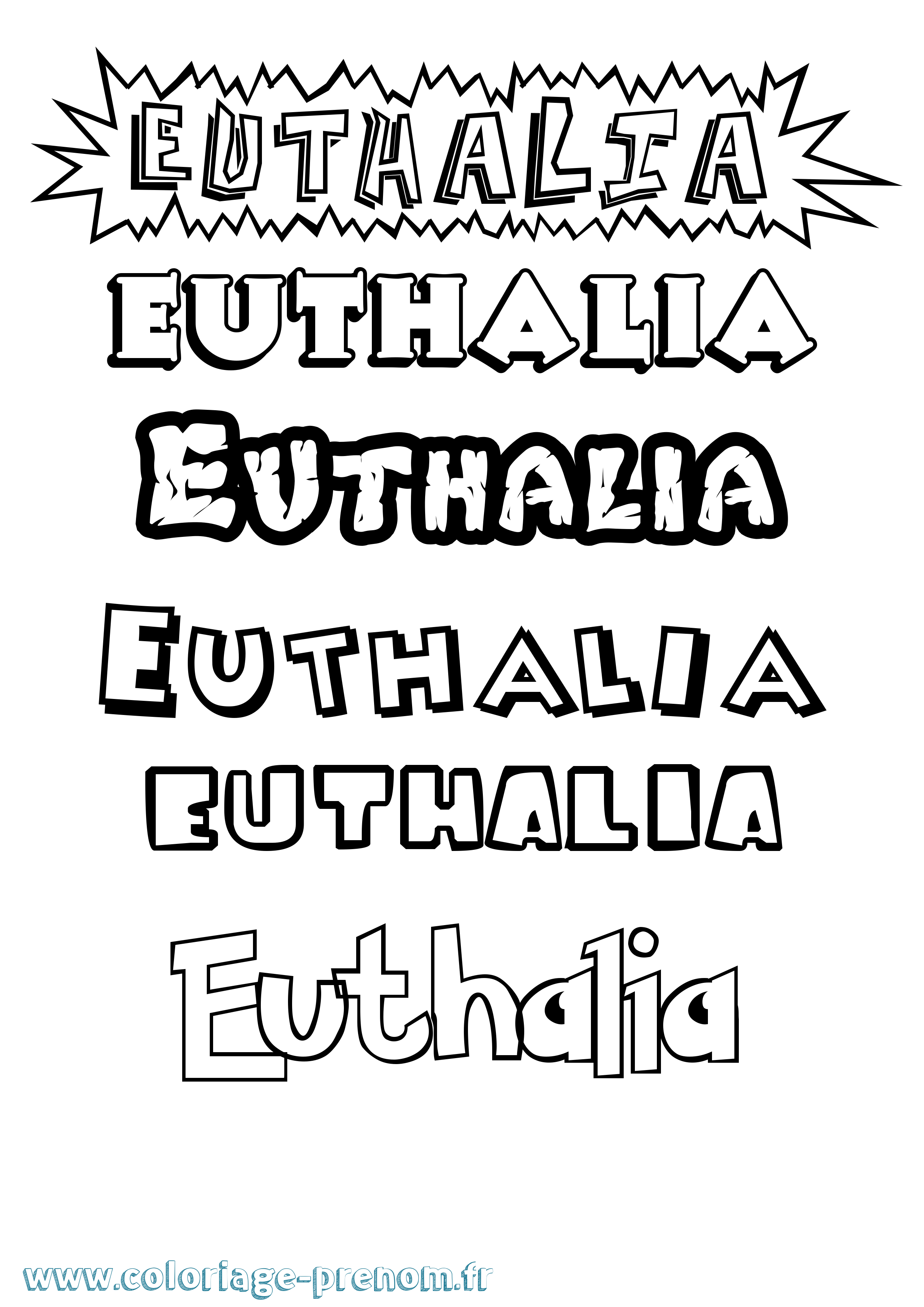 Coloriage Euthalia Dessin Animé Coloriage prénom Euthalia Dessin Animé