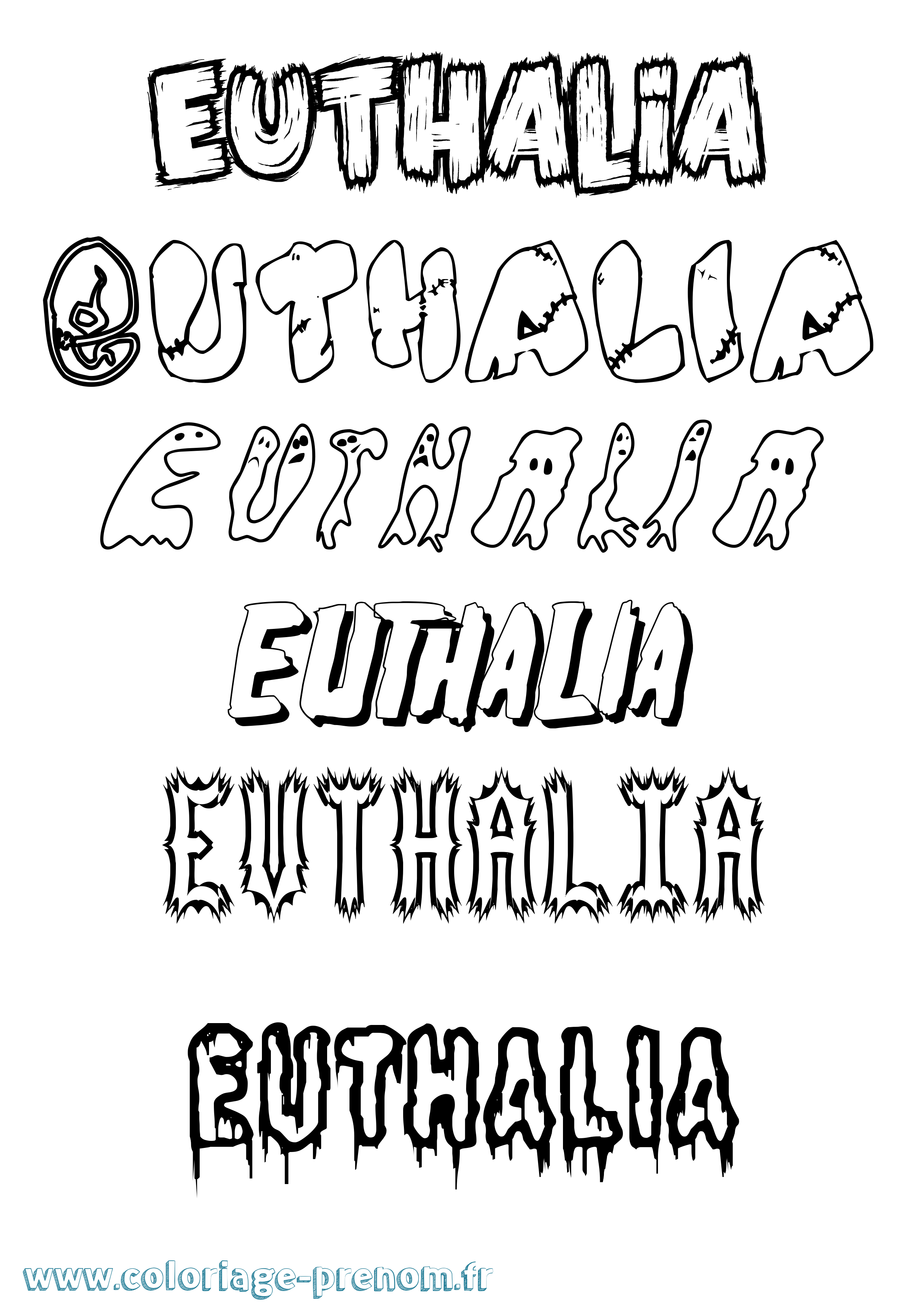 Coloriage Euthalia Frisson Coloriage prénom Euthalia Frisson