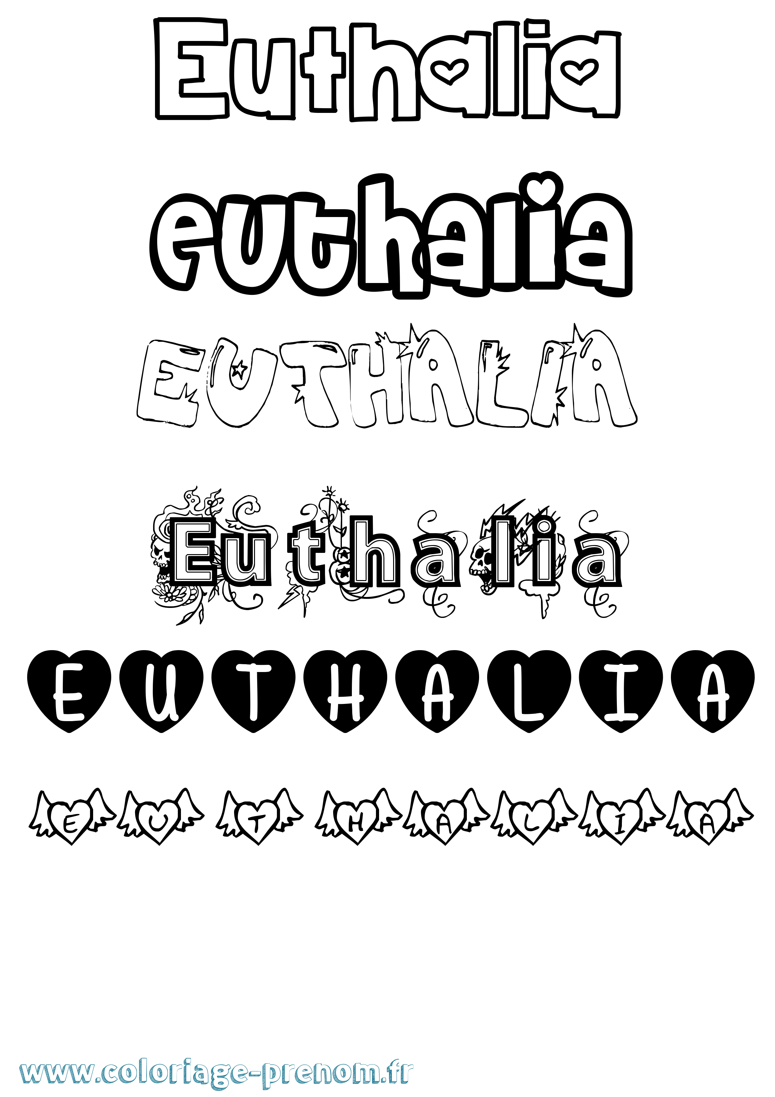Coloriage Euthalia Girly Coloriage prénom Euthalia Girly