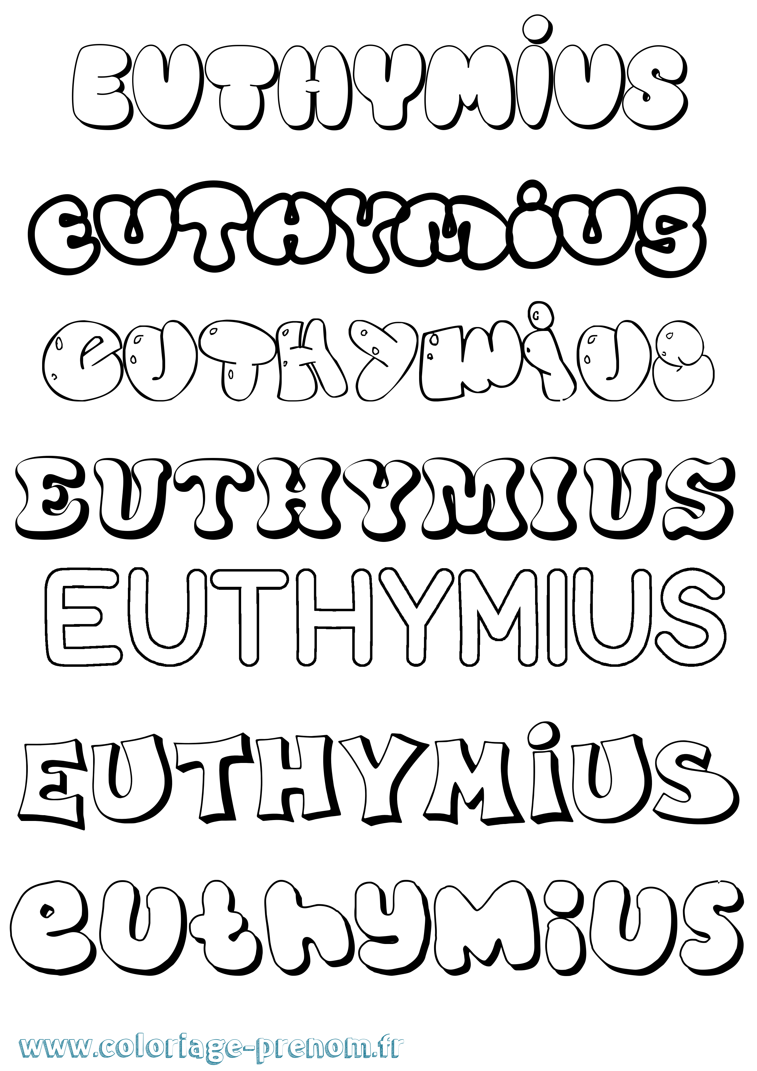 Coloriage Euthymius Bubble Coloriage prénom Euthymius Bubble