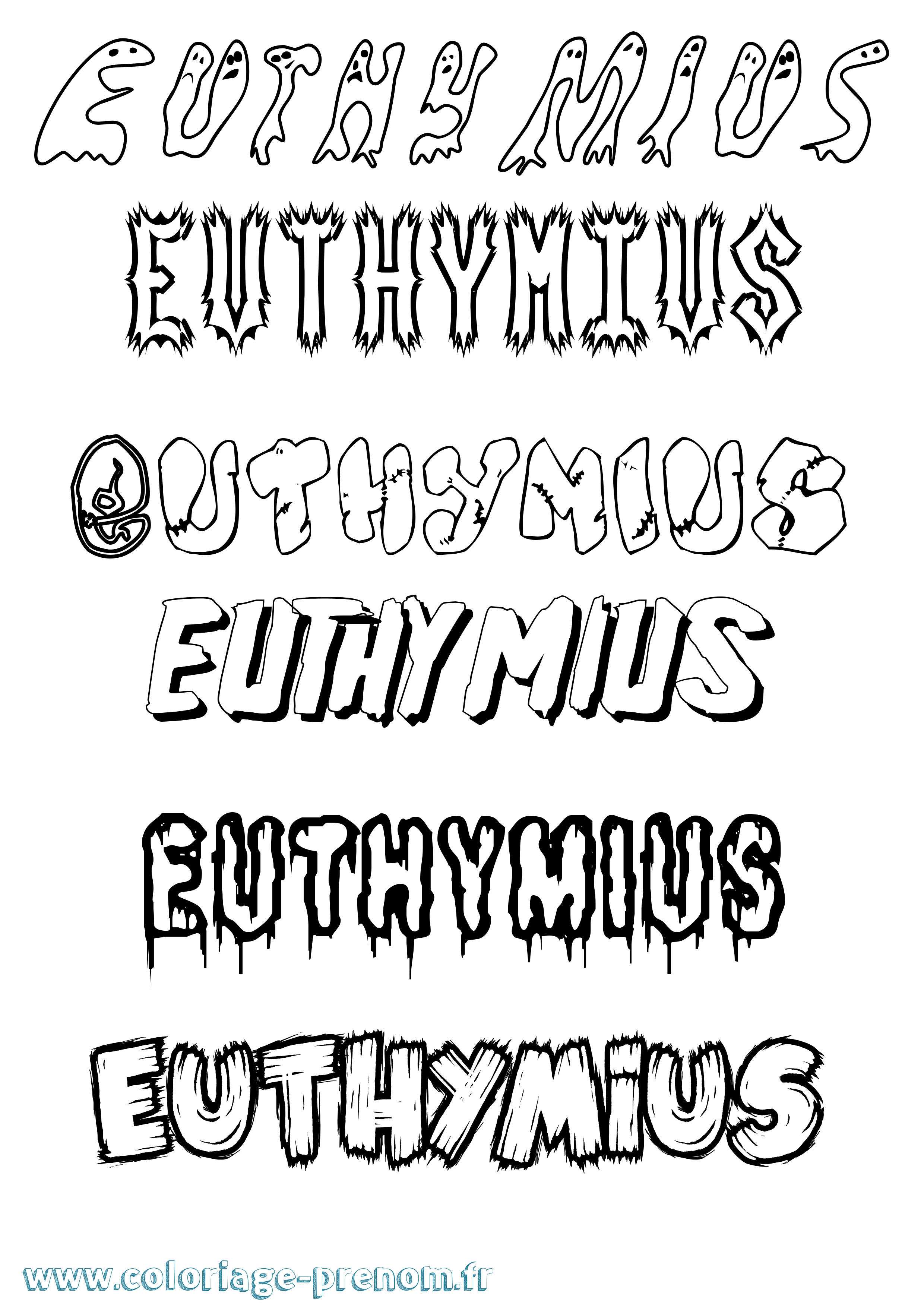 Coloriage Euthymius Frisson Coloriage prénom Euthymius Frisson