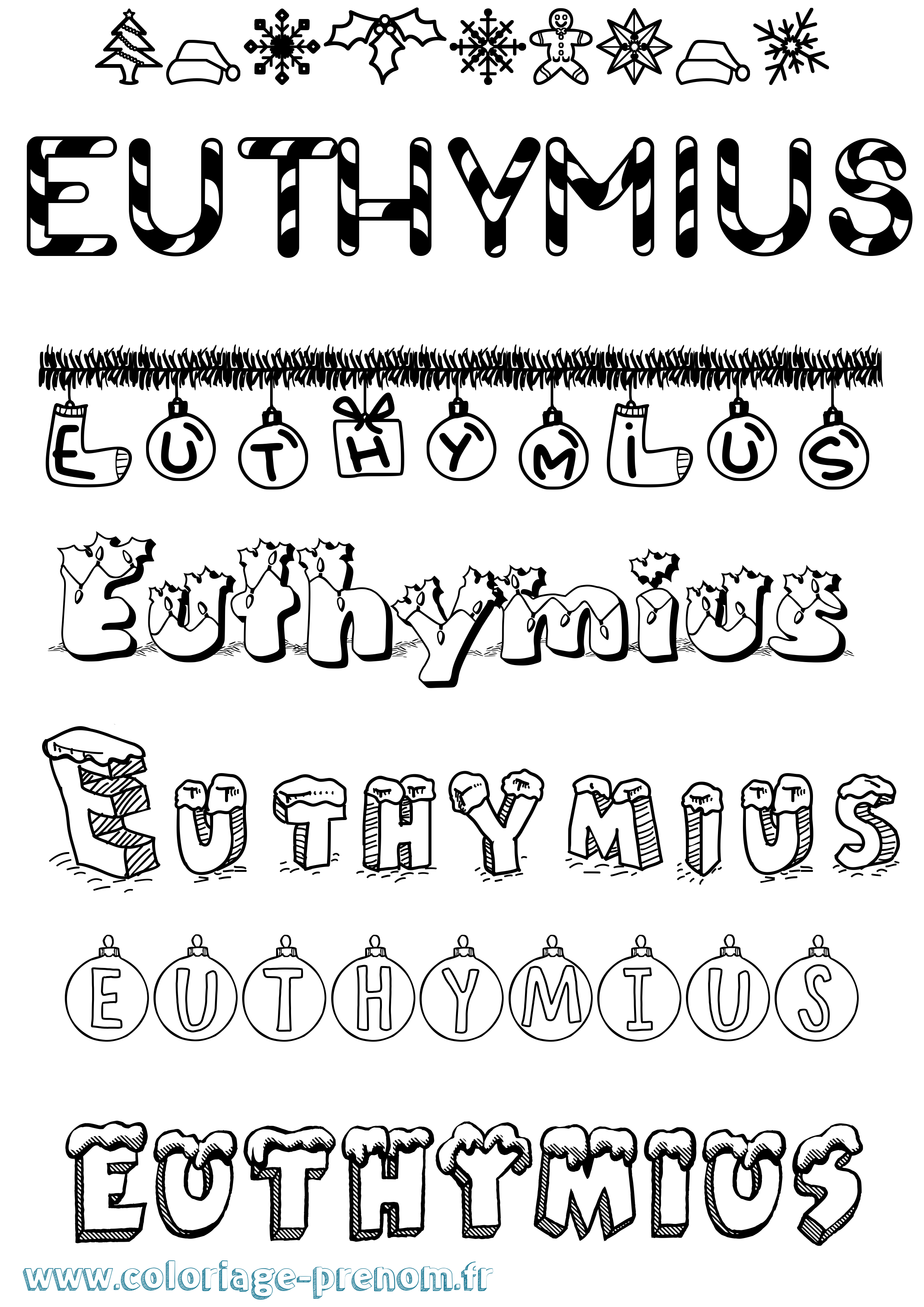 Coloriage Euthymius Noël Coloriage prénom Euthymius Noël