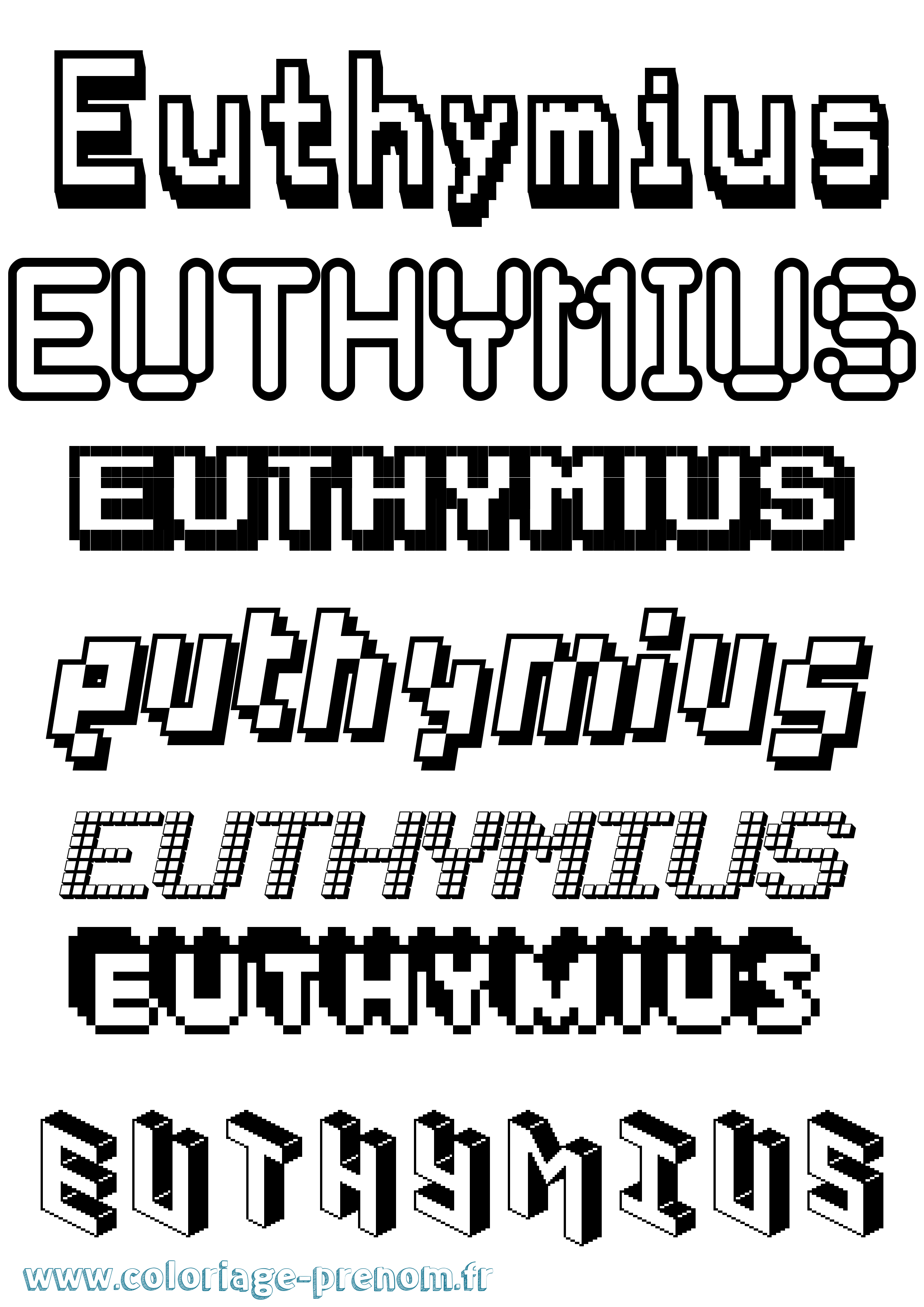 Coloriage Euthymius Pixel Coloriage prénom Euthymius Pixel