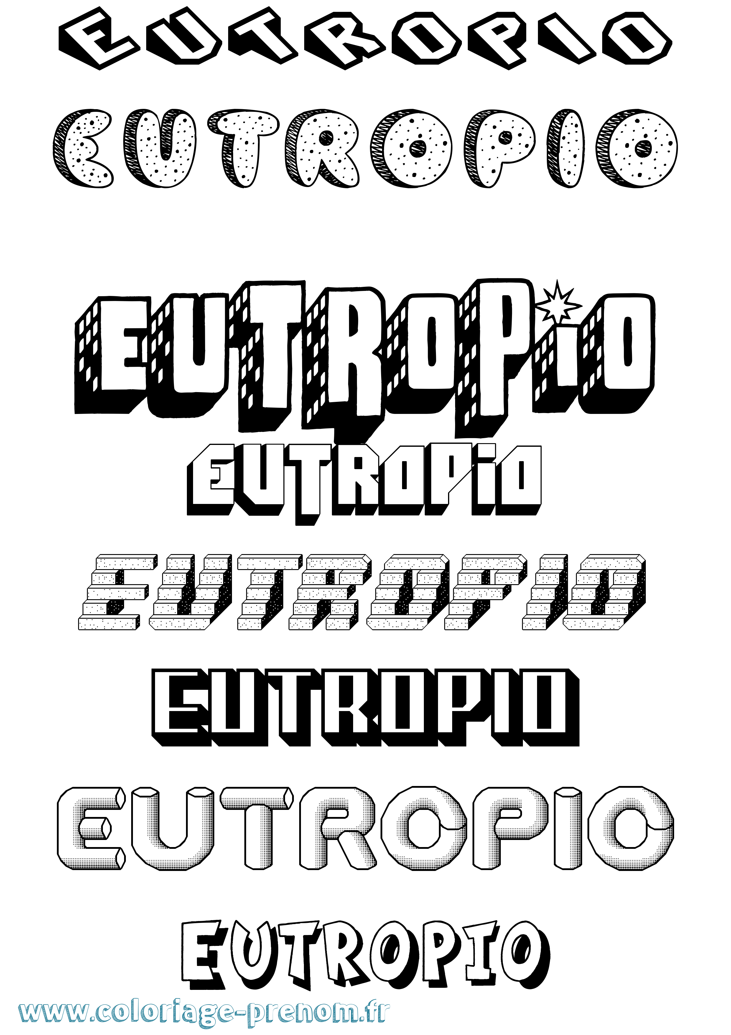 Coloriage Eutropio Effet 3D Coloriage prénom Eutropio Effet 3D