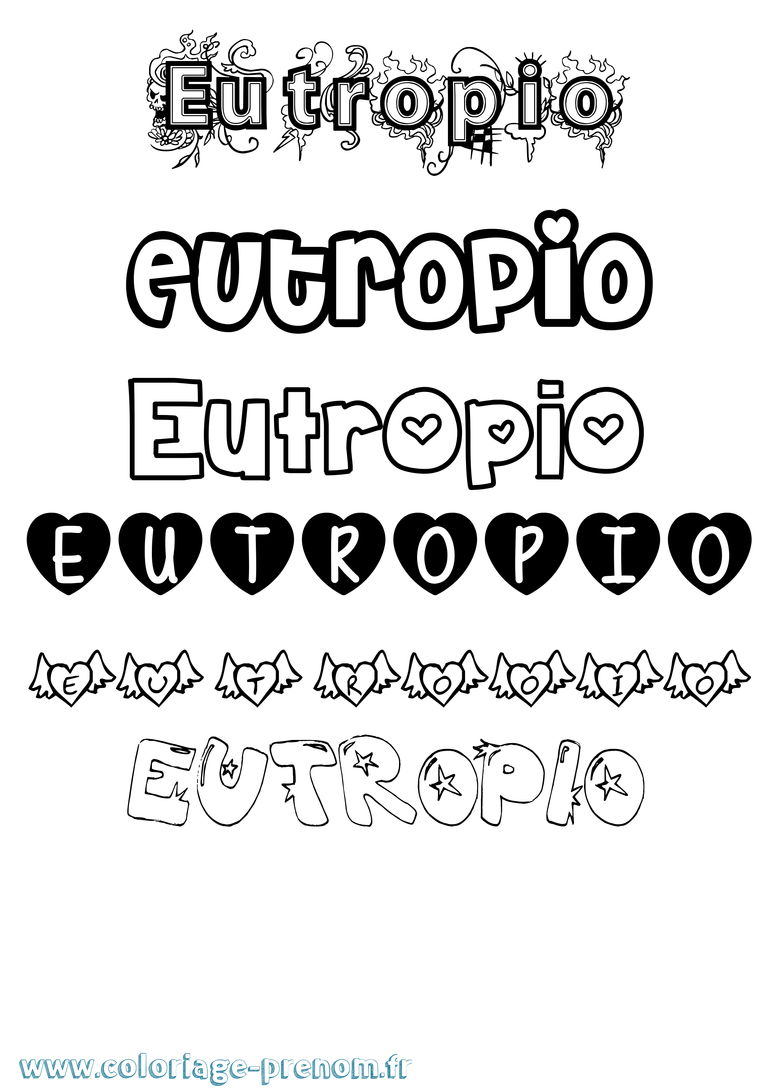 Coloriage Eutropio Girly Coloriage prénom Eutropio Girly