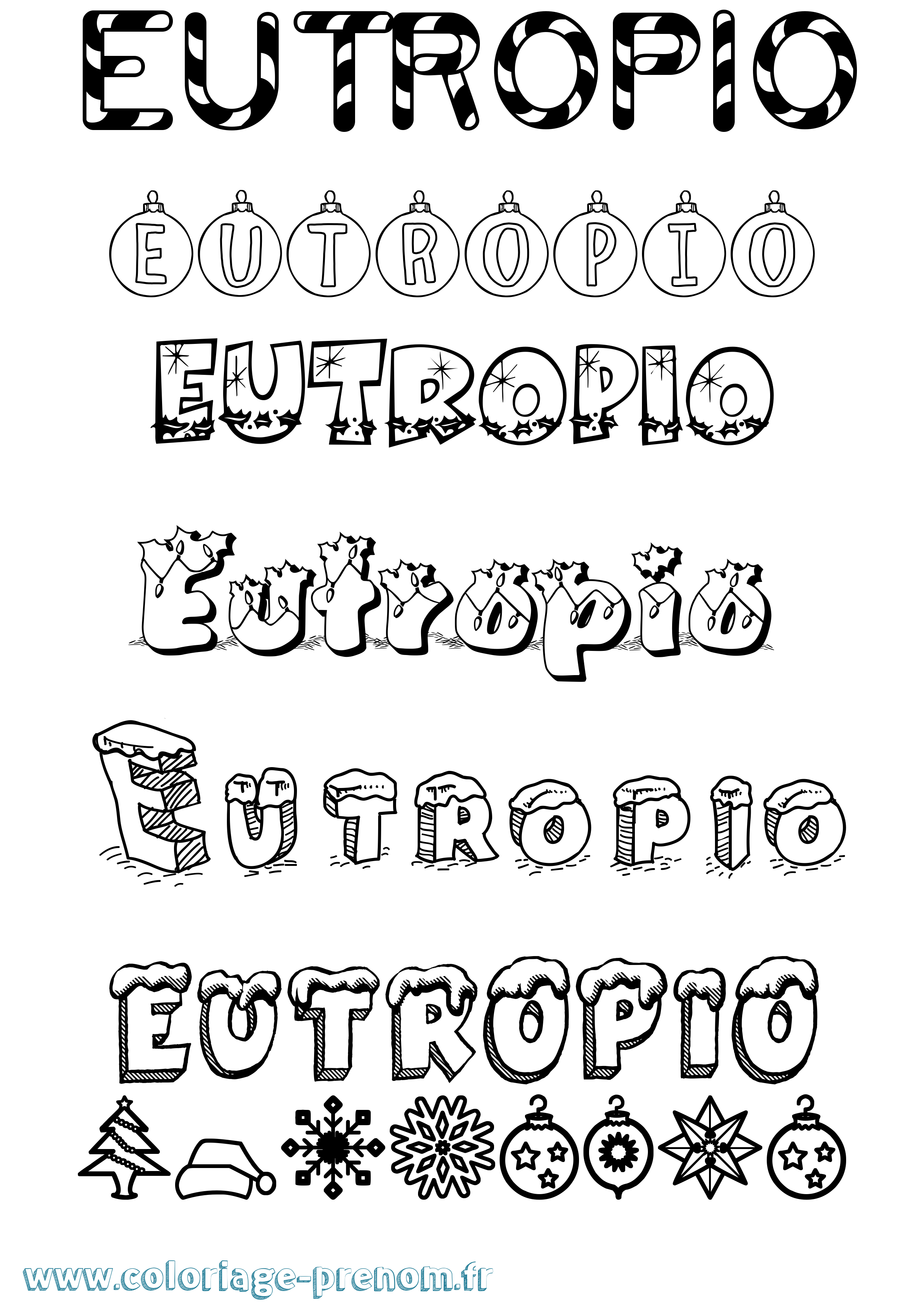 Coloriage Eutropio Noël Coloriage prénom Eutropio Noël