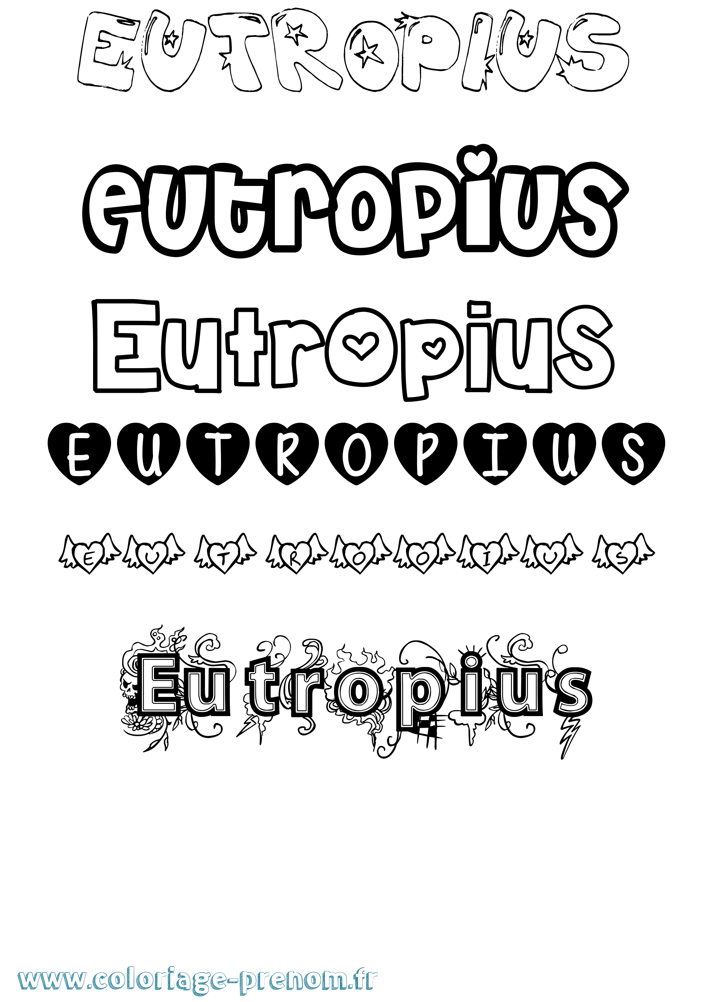 Coloriage Eutropius Girly Coloriage prénom Eutropius Girly