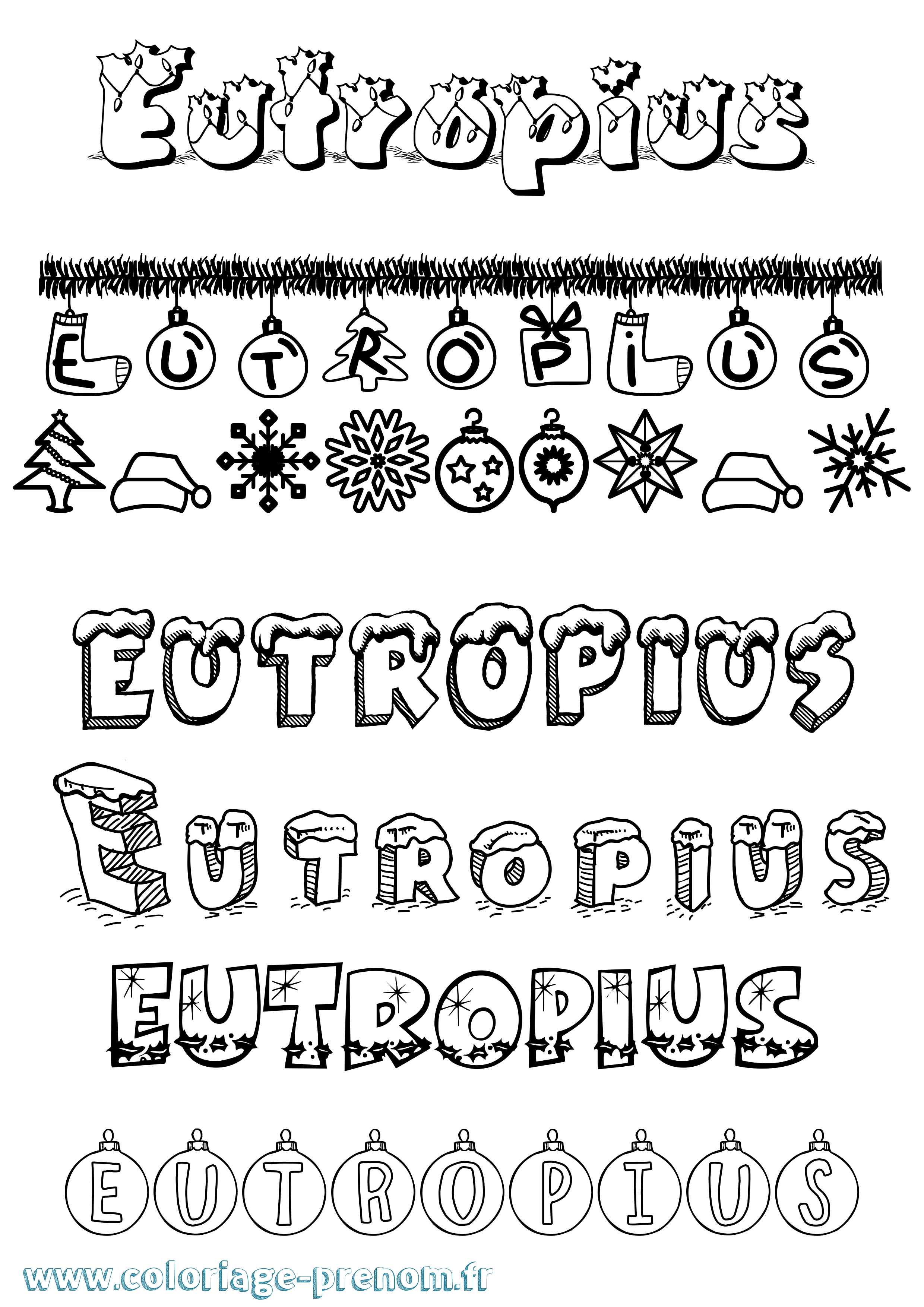 Coloriage Eutropius Noël Coloriage prénom Eutropius Noël