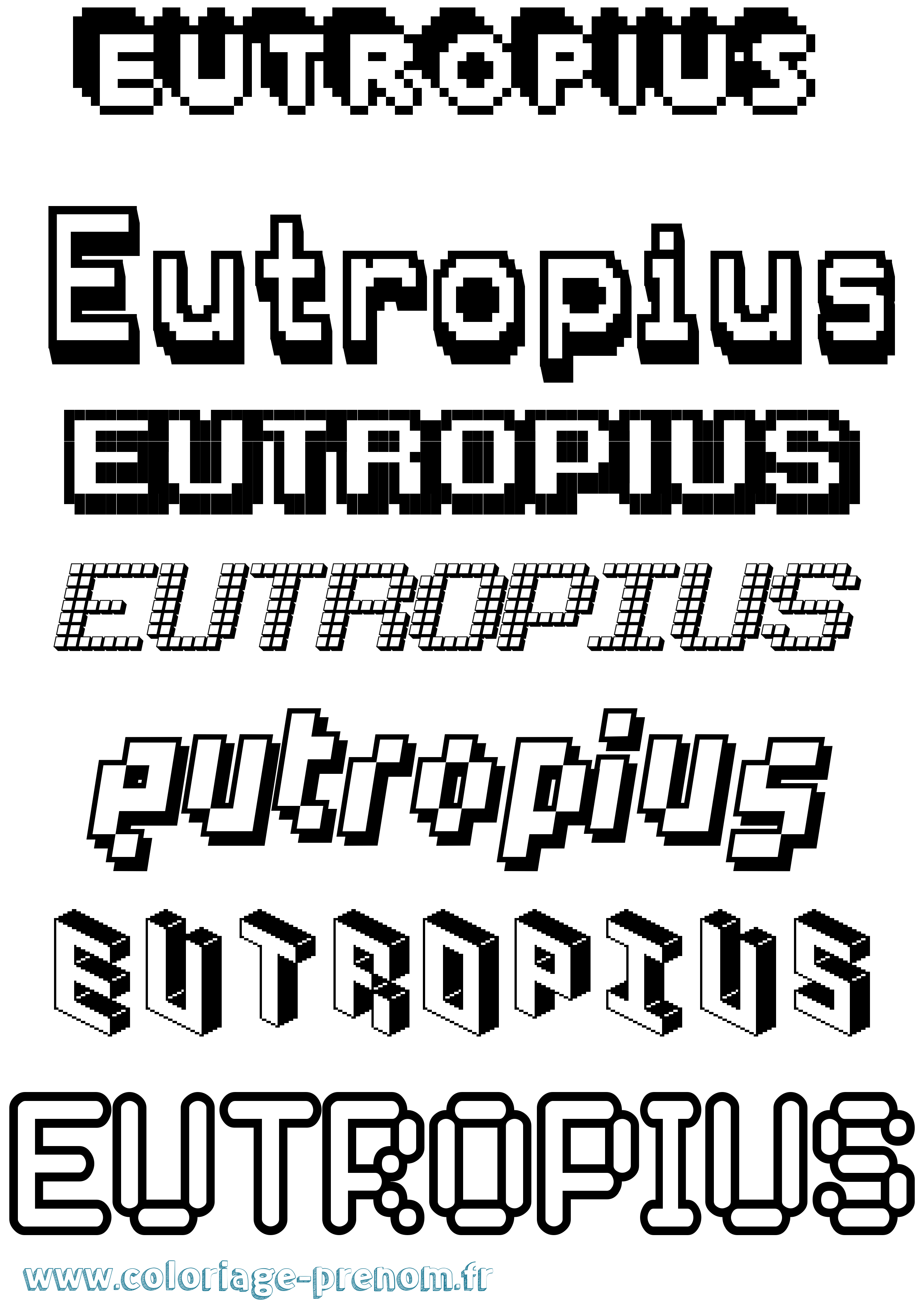 Coloriage Eutropius Pixel Coloriage prénom Eutropius Pixel