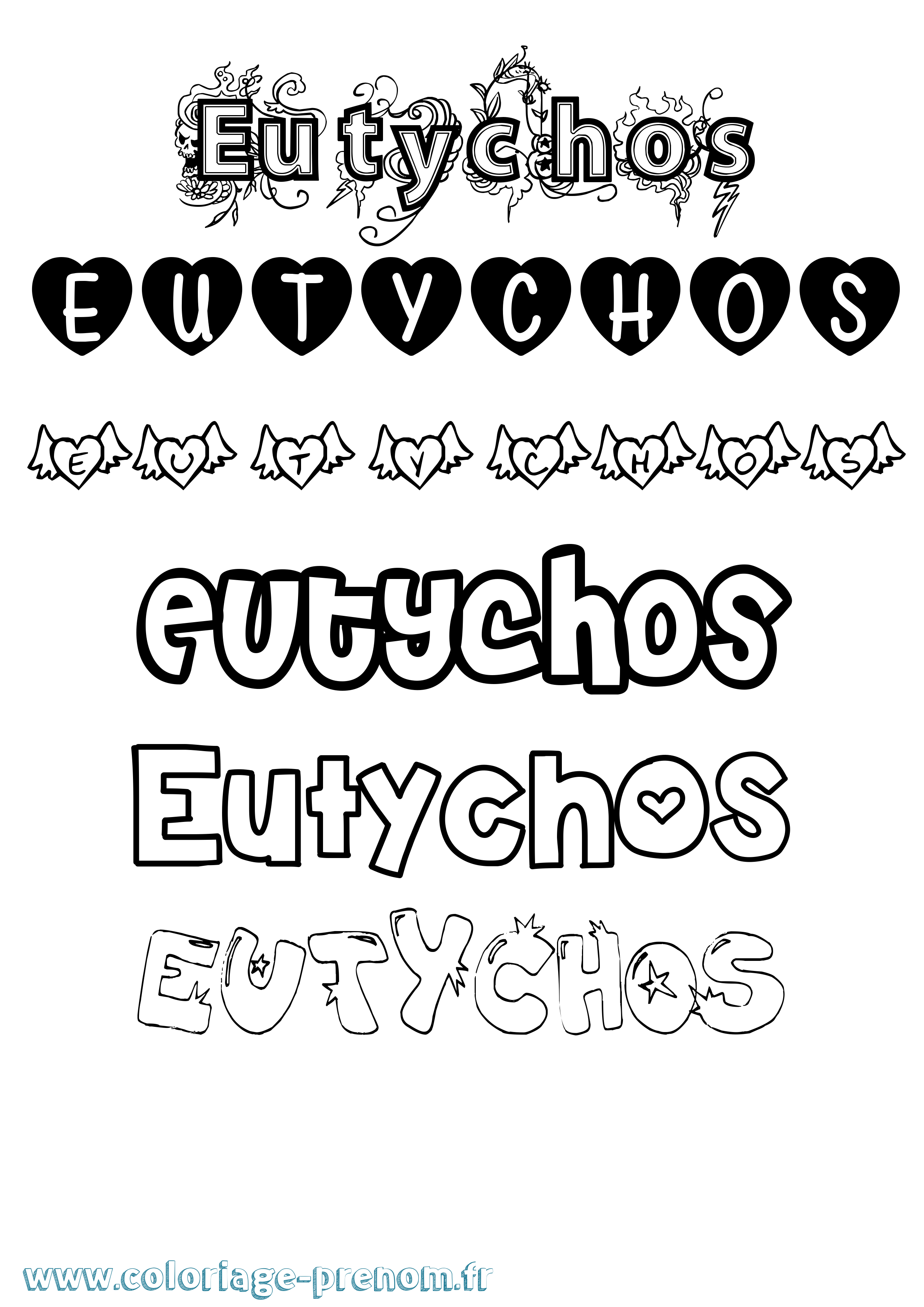 Coloriage Eutychos Girly Coloriage prénom Eutychos Girly