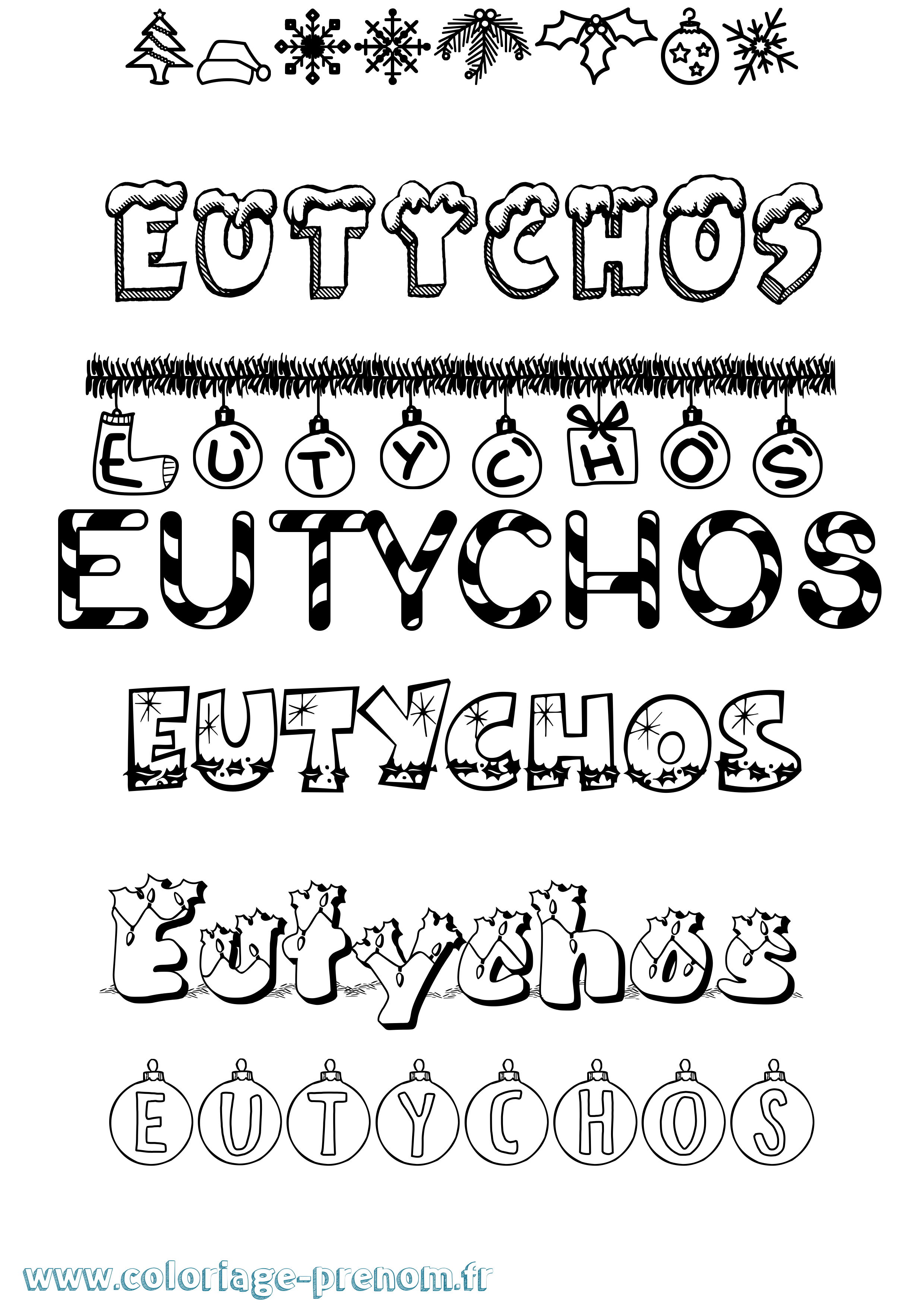 Coloriage Eutychos Noël Coloriage prénom Eutychos Noël