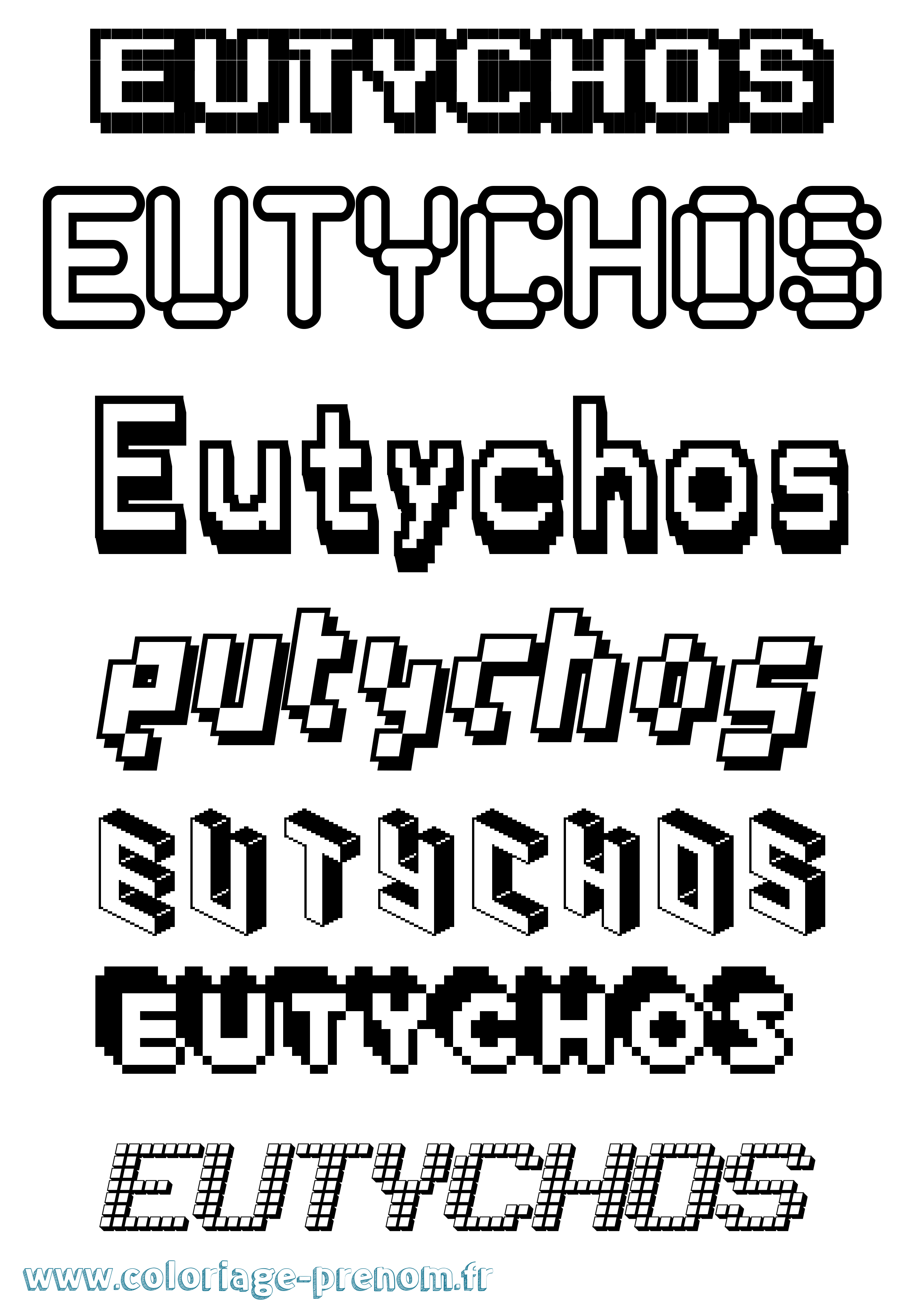 Coloriage Eutychos Pixel Coloriage prénom Eutychos Pixel