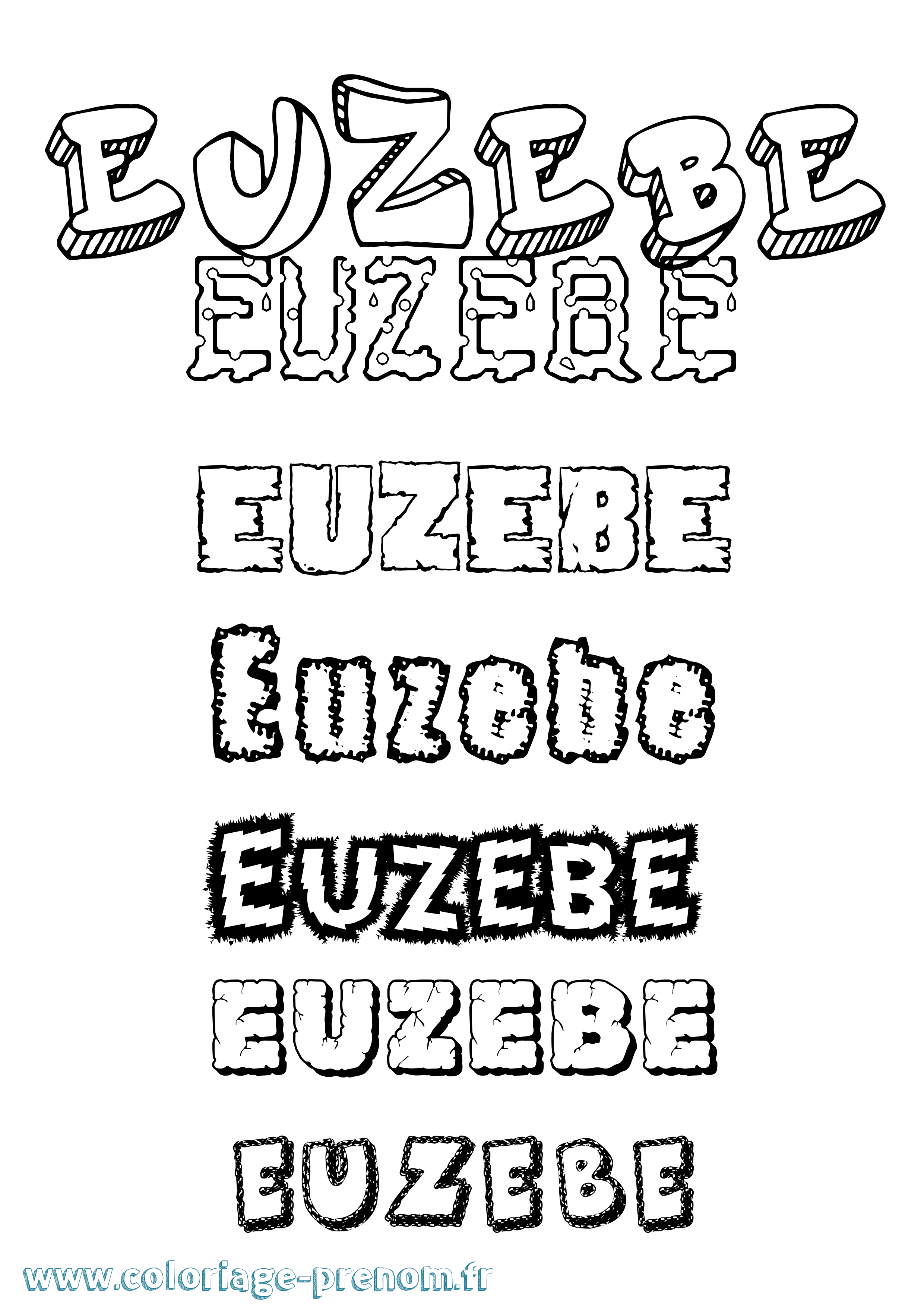 Coloriage Euzebe Destructuré Coloriage prénom Euzebe Destructuré
