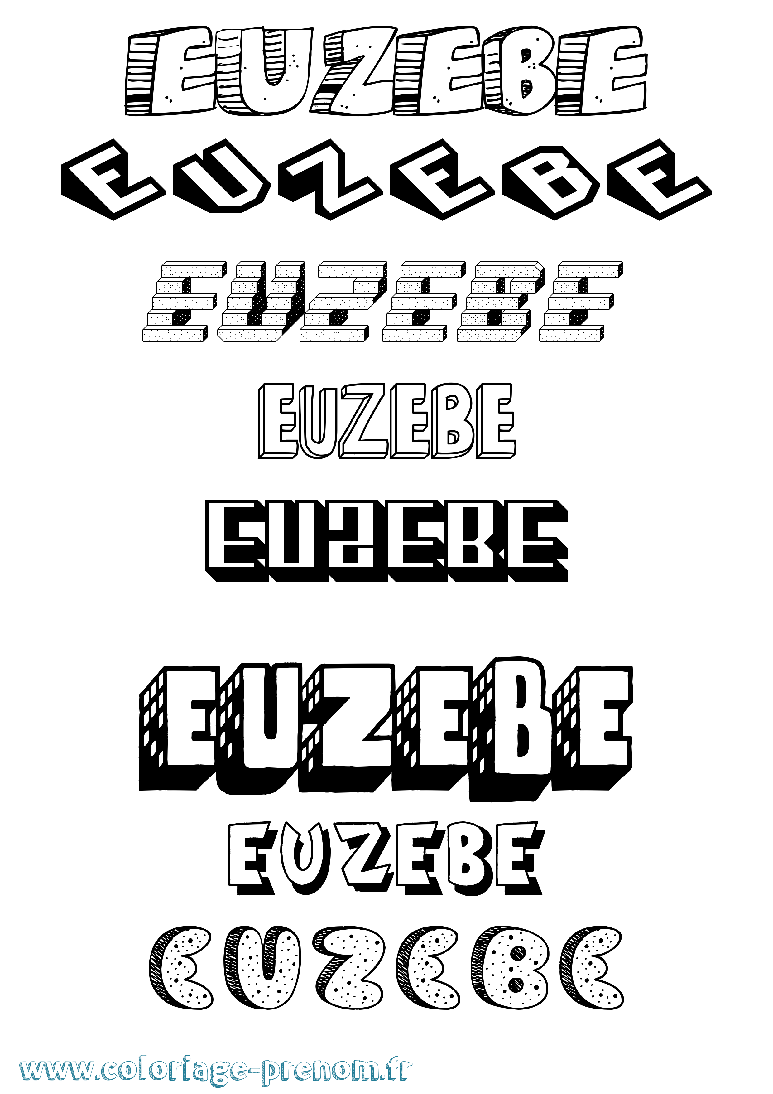 Coloriage Euzebe Effet 3D Coloriage prénom Euzebe Effet 3D