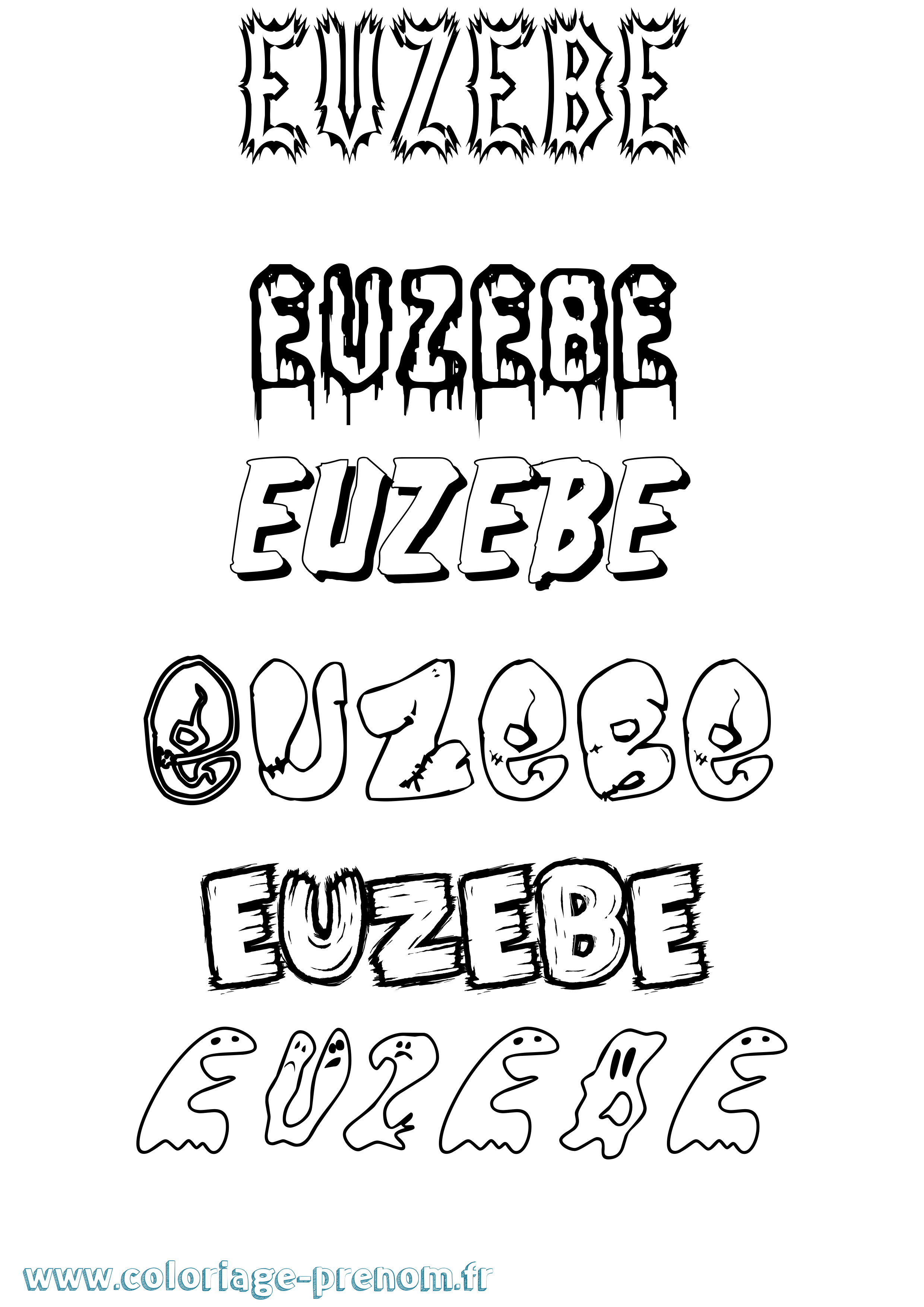 Coloriage Euzebe Frisson Coloriage prénom Euzebe Frisson