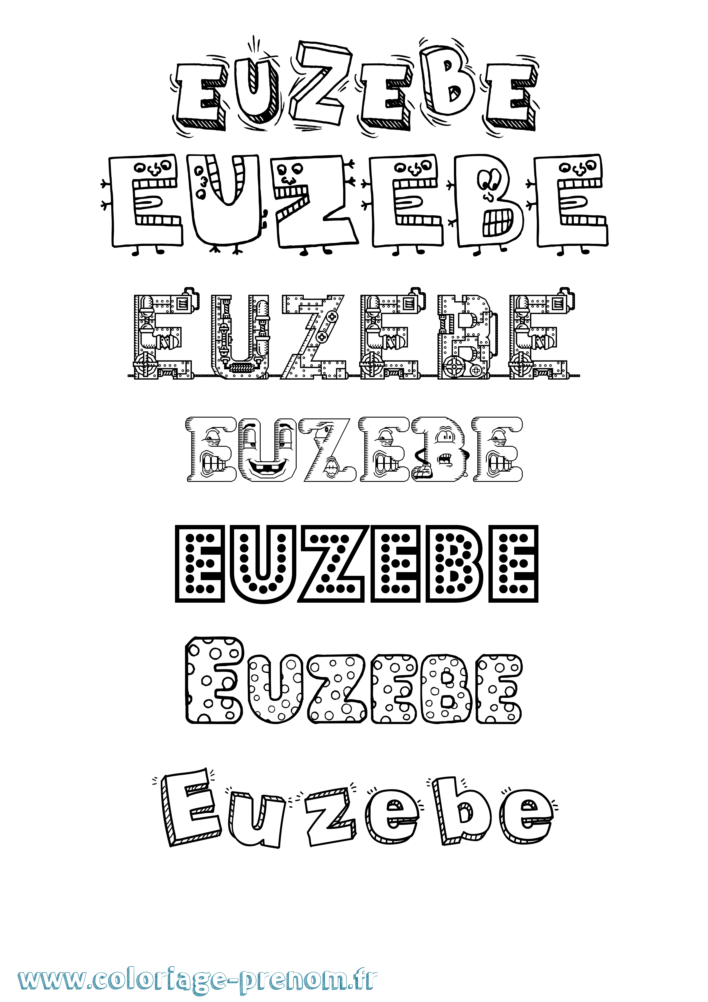 Coloriage Euzebe Fun Coloriage prénom Euzebe Fun