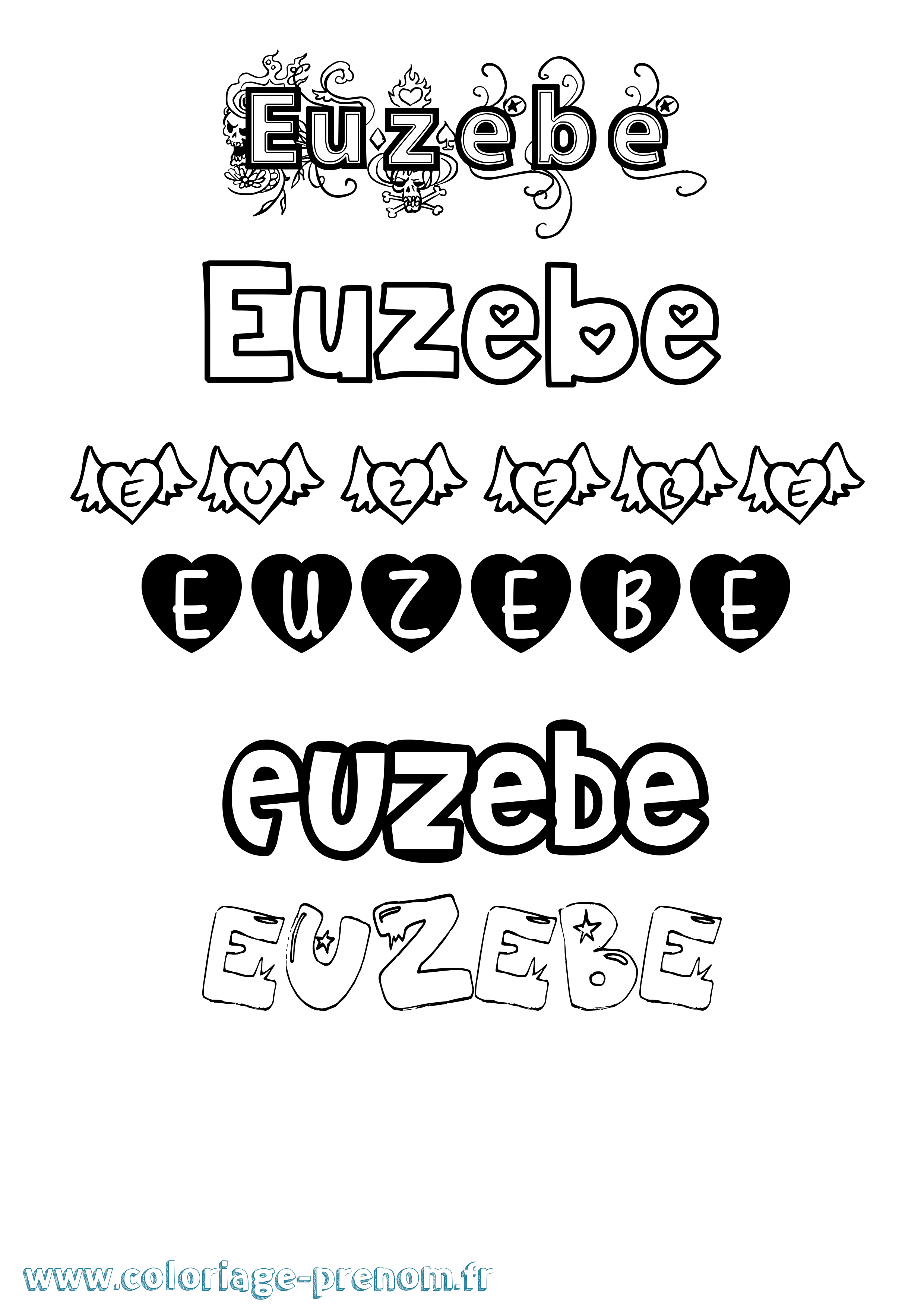 Coloriage Euzebe Girly Coloriage prénom Euzebe Girly