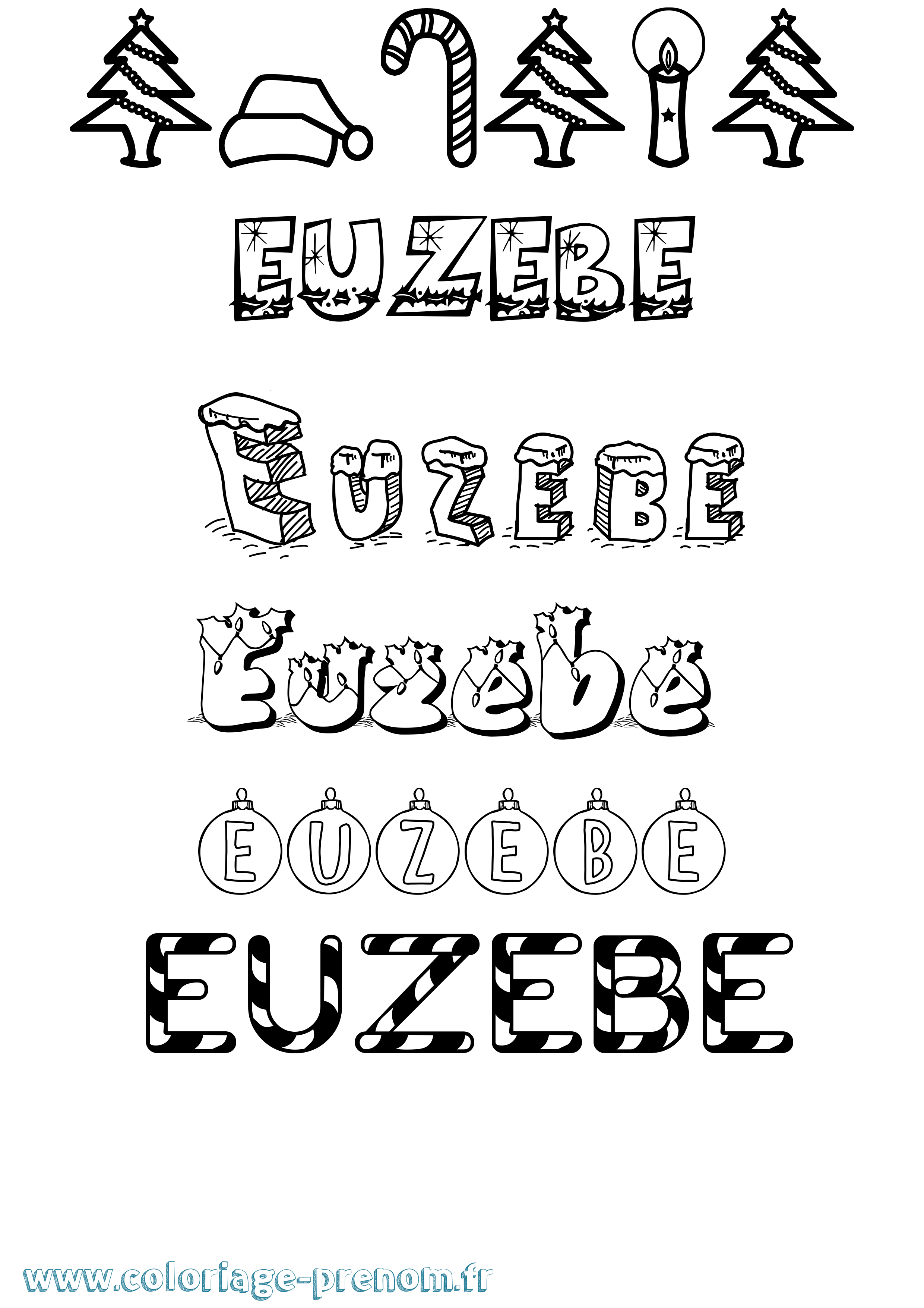 Coloriage Euzebe Noël Coloriage prénom Euzebe Noël