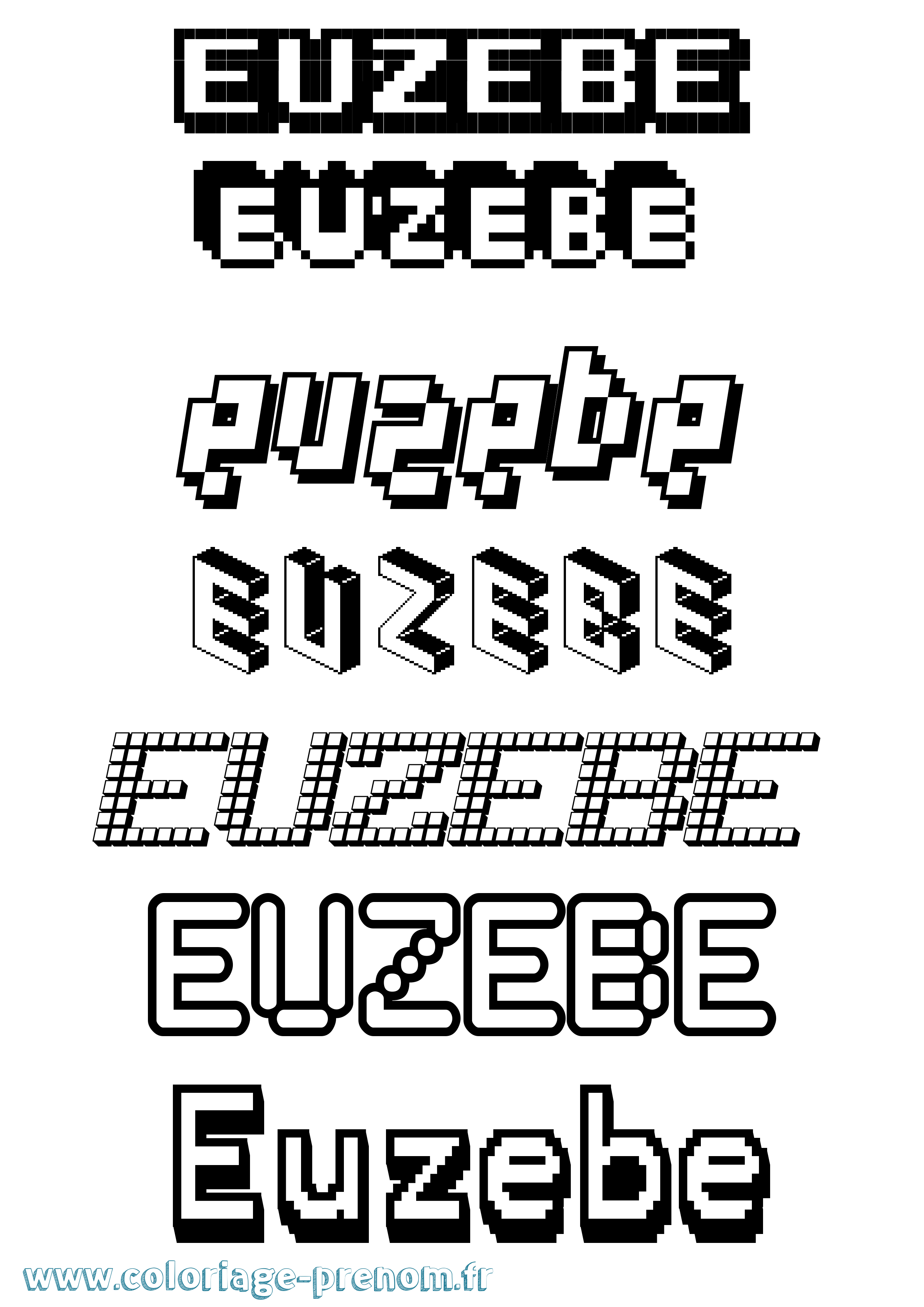 Coloriage Euzebe Pixel Coloriage prénom Euzebe Pixel