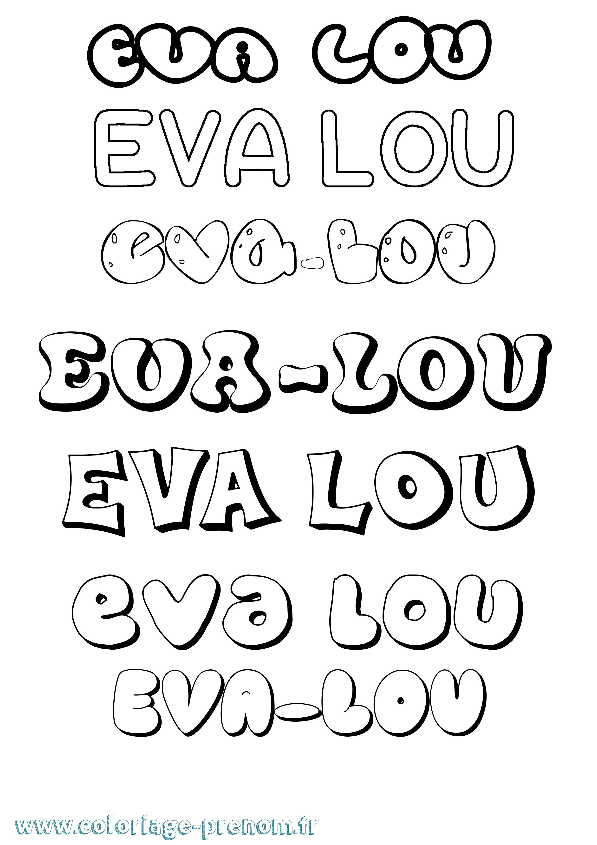 Coloriage Eva-Lou Bubble Coloriage prénom Eva-Lou Bubble
