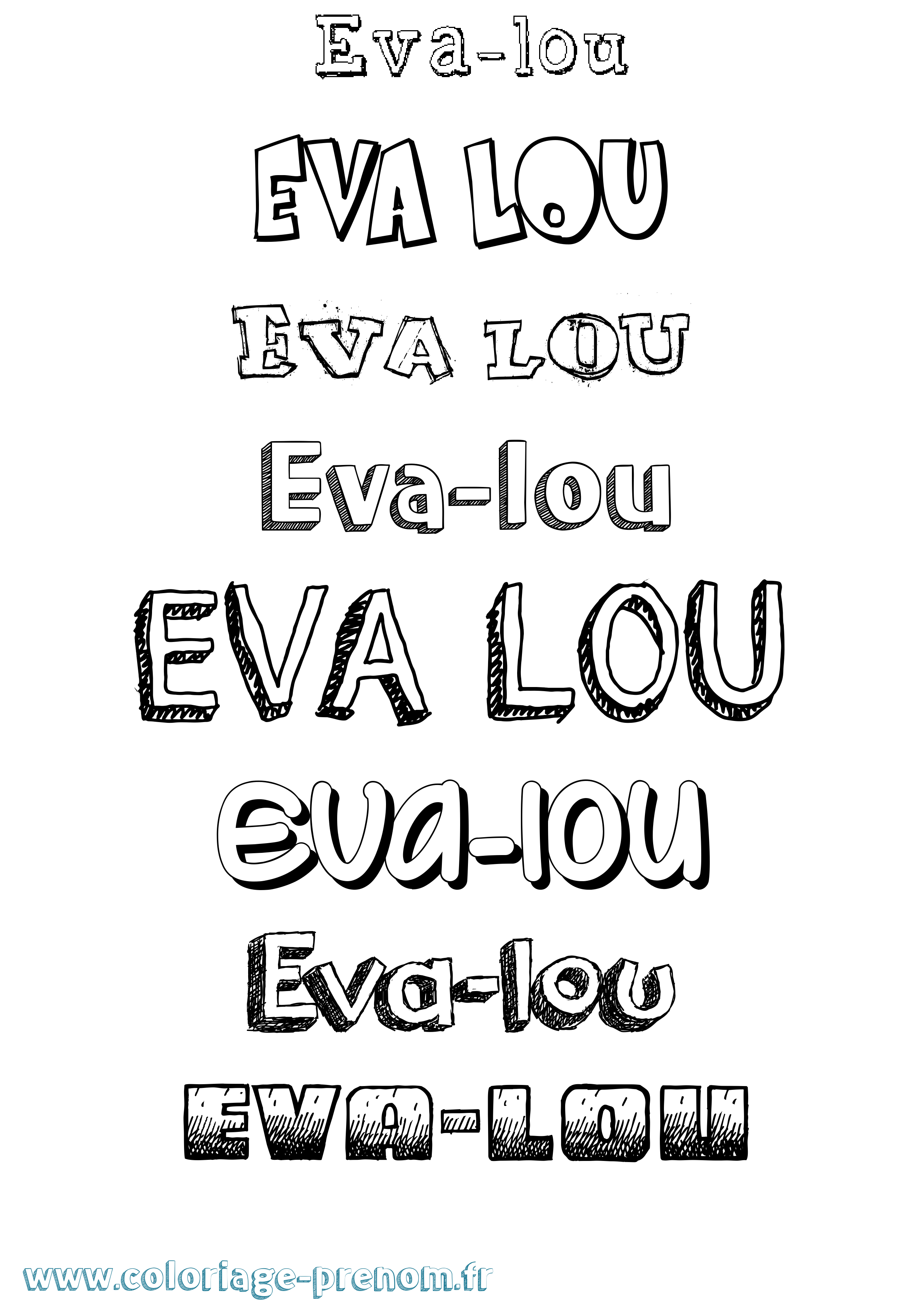 Coloriage Eva-Lou Dessiné Coloriage prénom Eva-Lou Dessiné