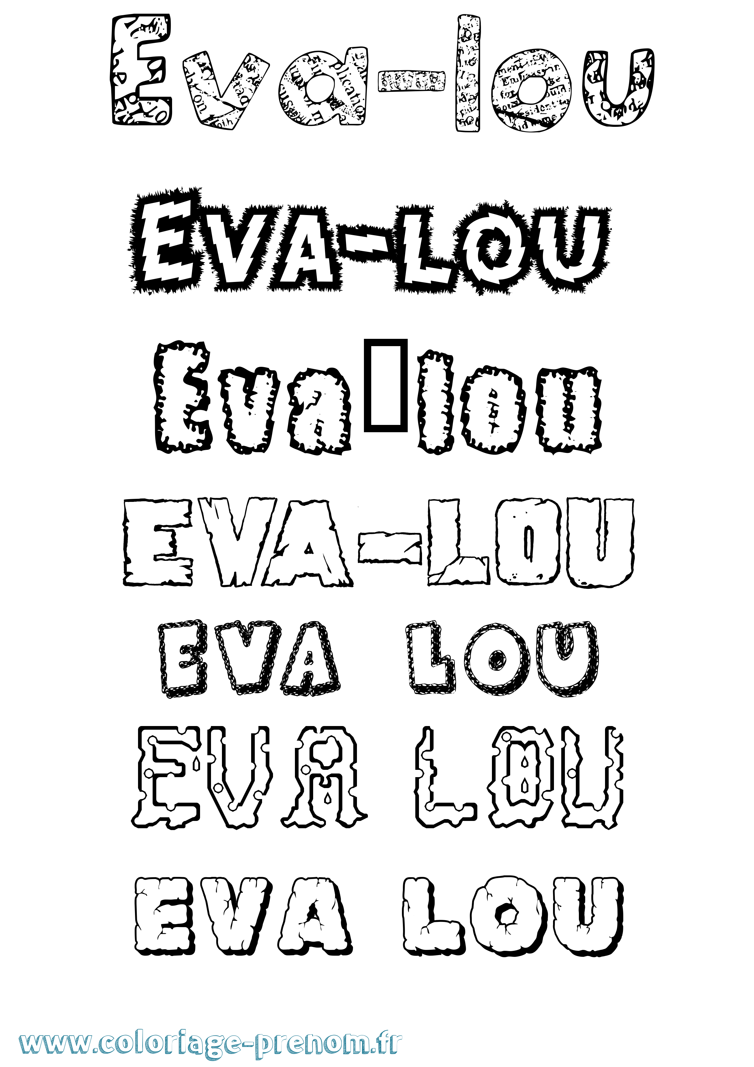 Coloriage Eva-Lou Destructuré Coloriage prénom Eva-Lou Destructuré
