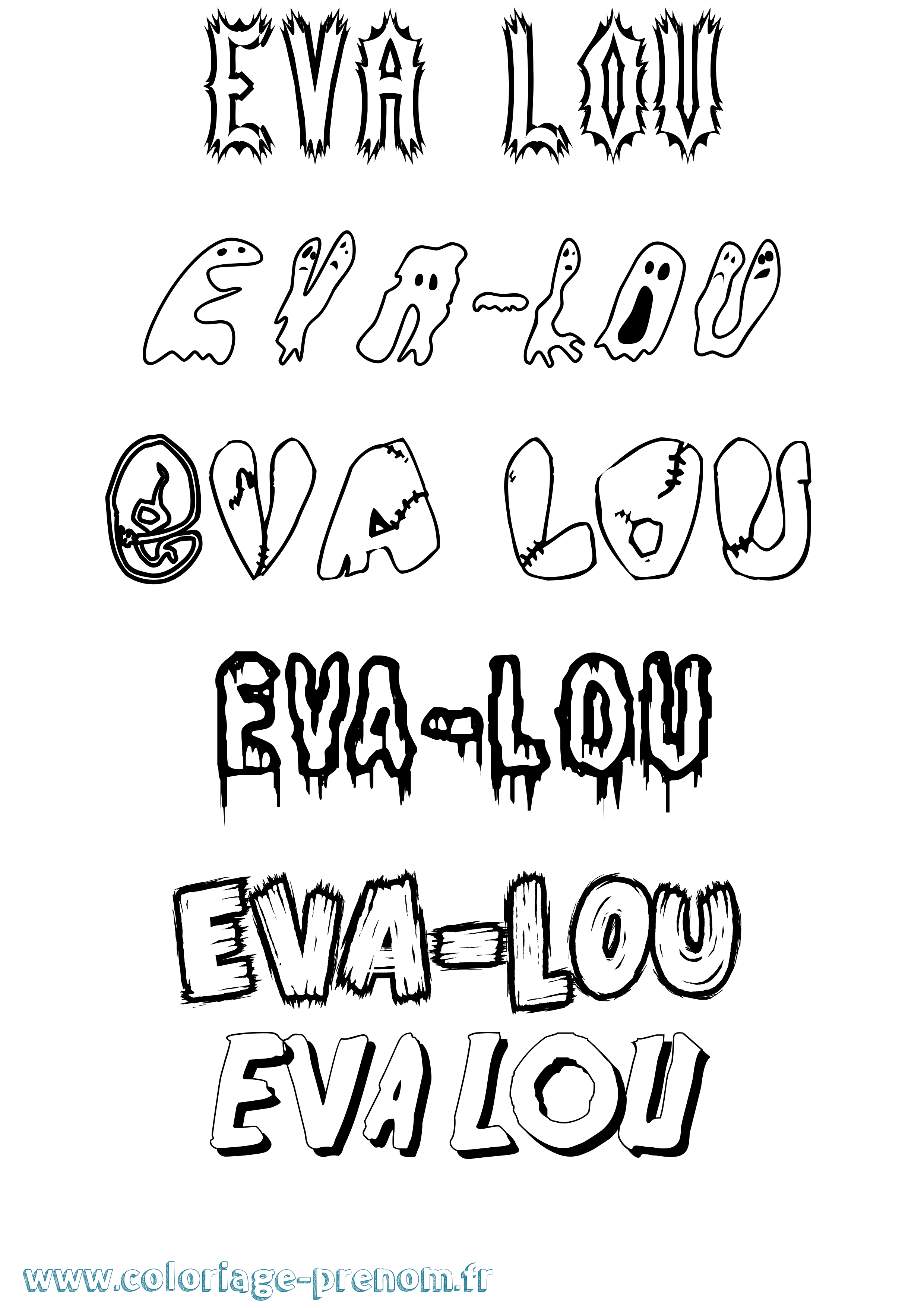 Coloriage Eva-Lou Frisson Coloriage prénom Eva-Lou Frisson