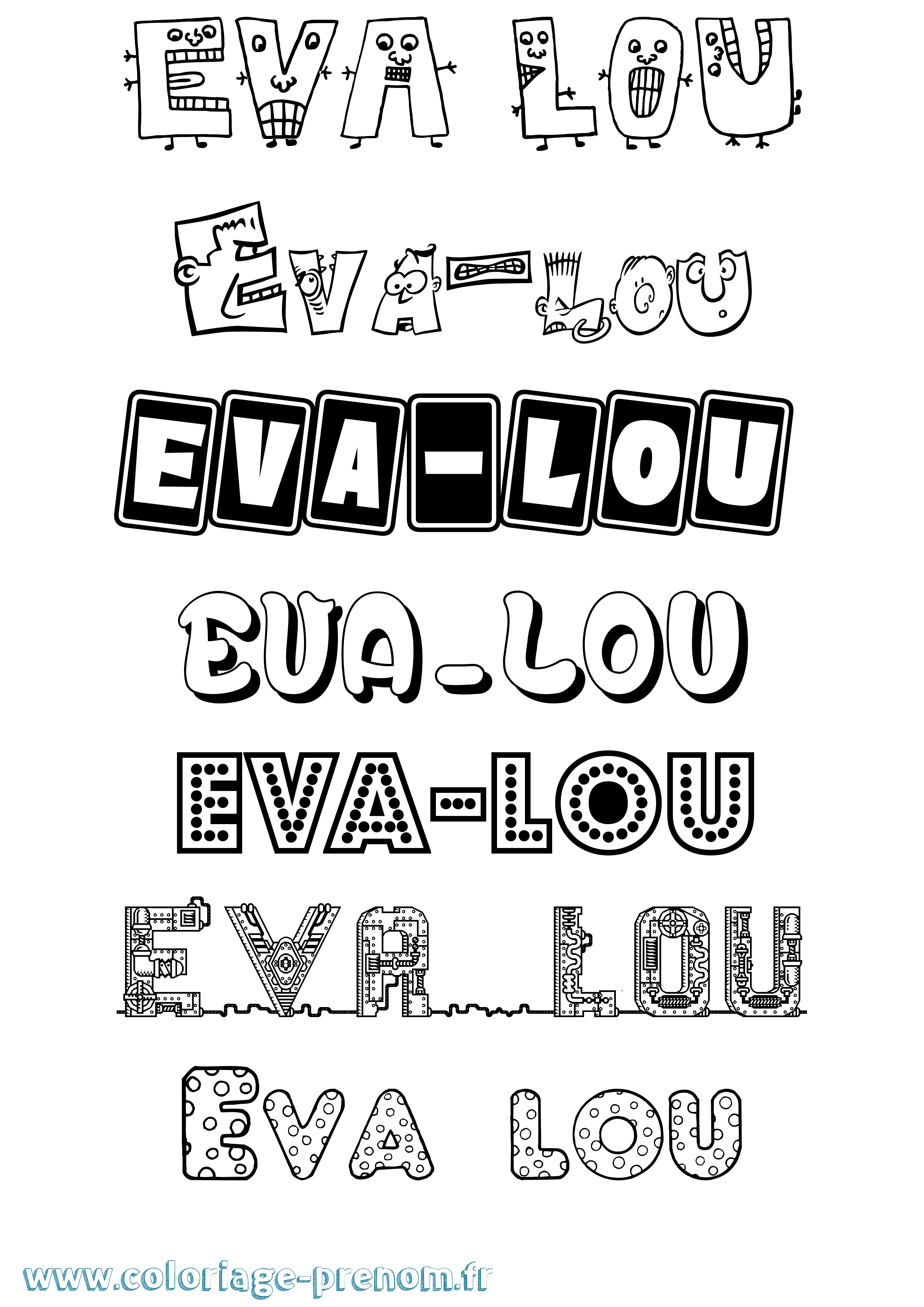 Coloriage Eva-Lou Fun Coloriage prénom Eva-Lou Fun