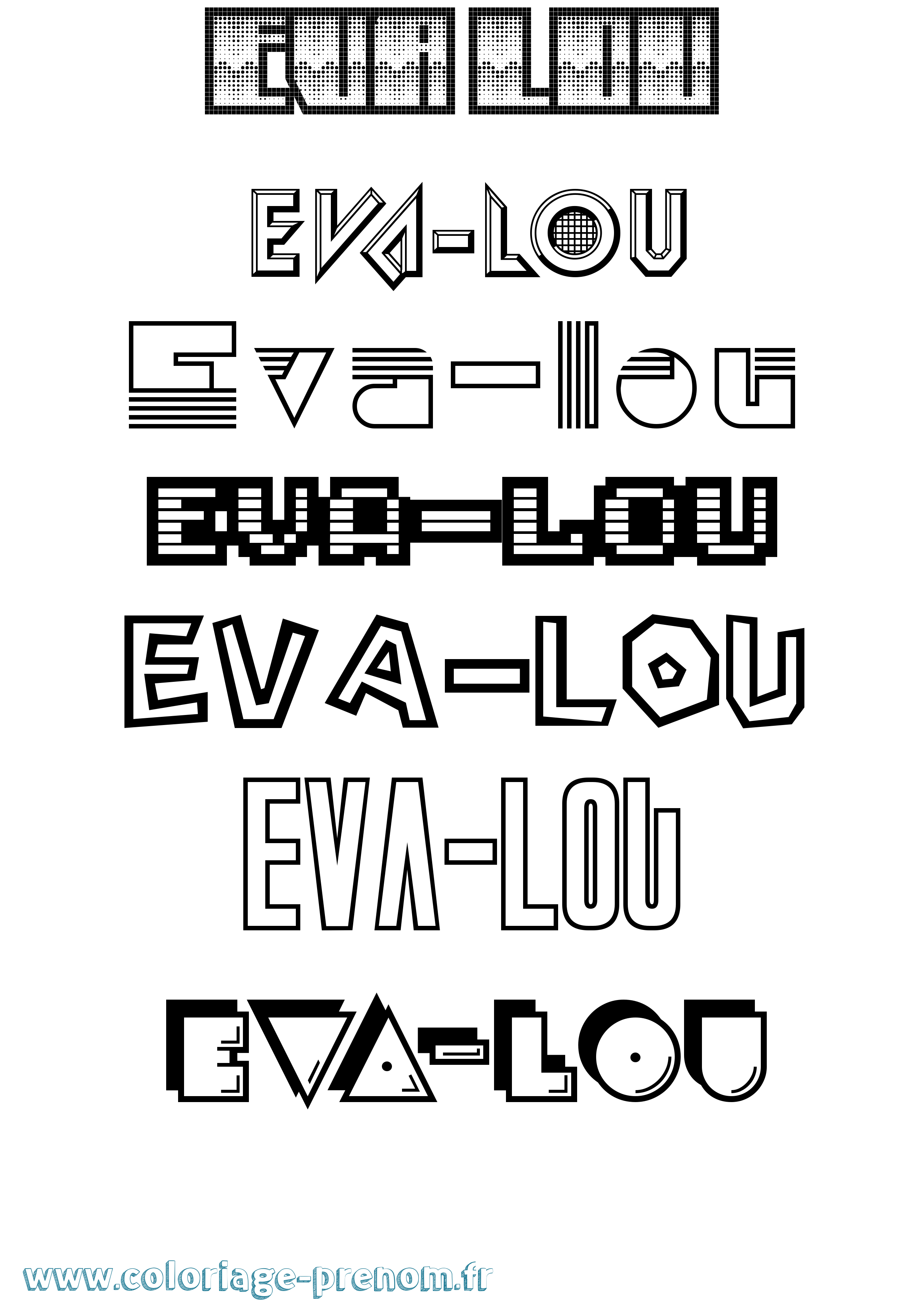 Coloriage Eva-Lou Jeux Vidéos Coloriage prénom Eva-Lou Jeux Vidéos
