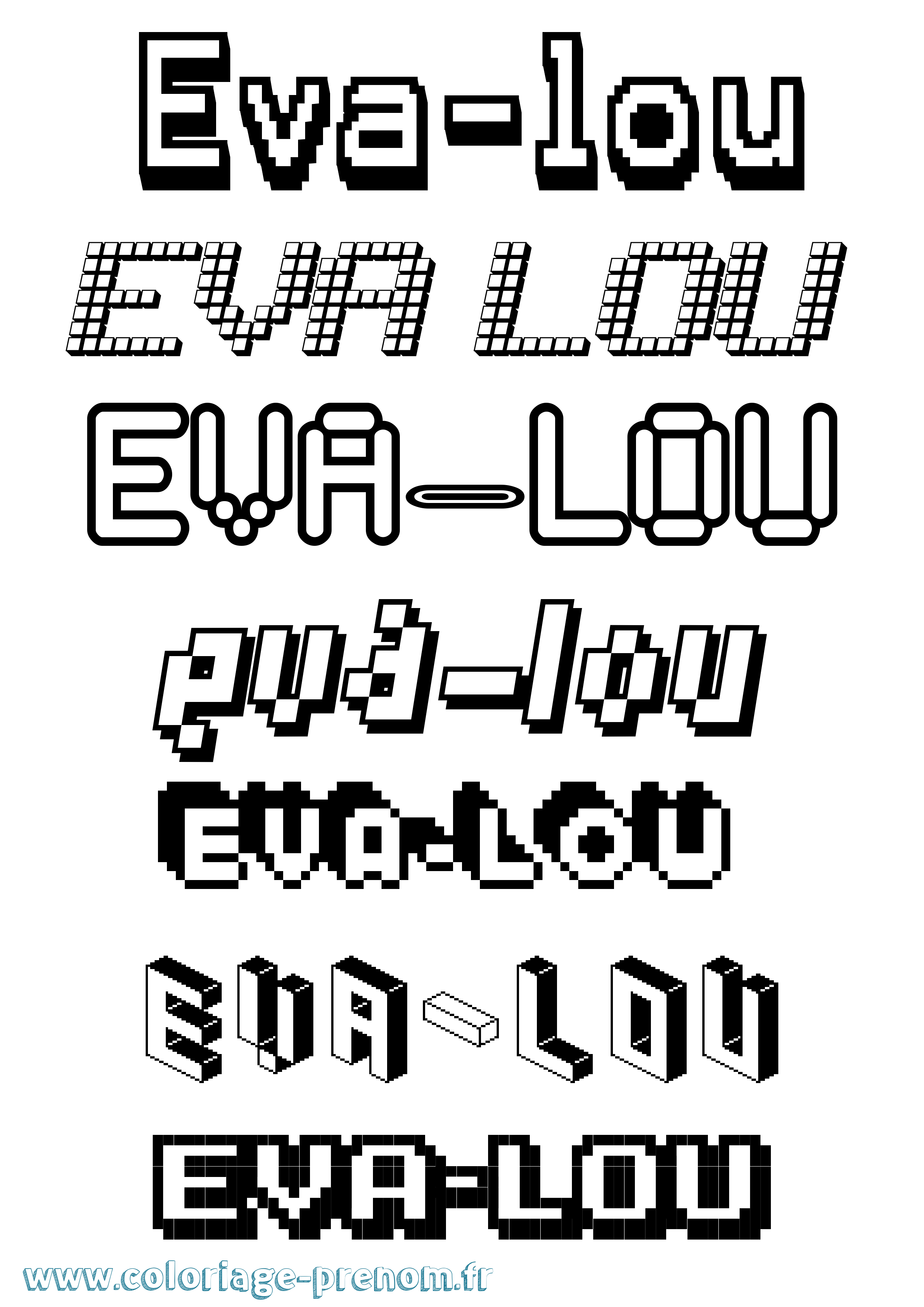 Coloriage Eva-Lou Pixel Coloriage prénom Eva-Lou Pixel