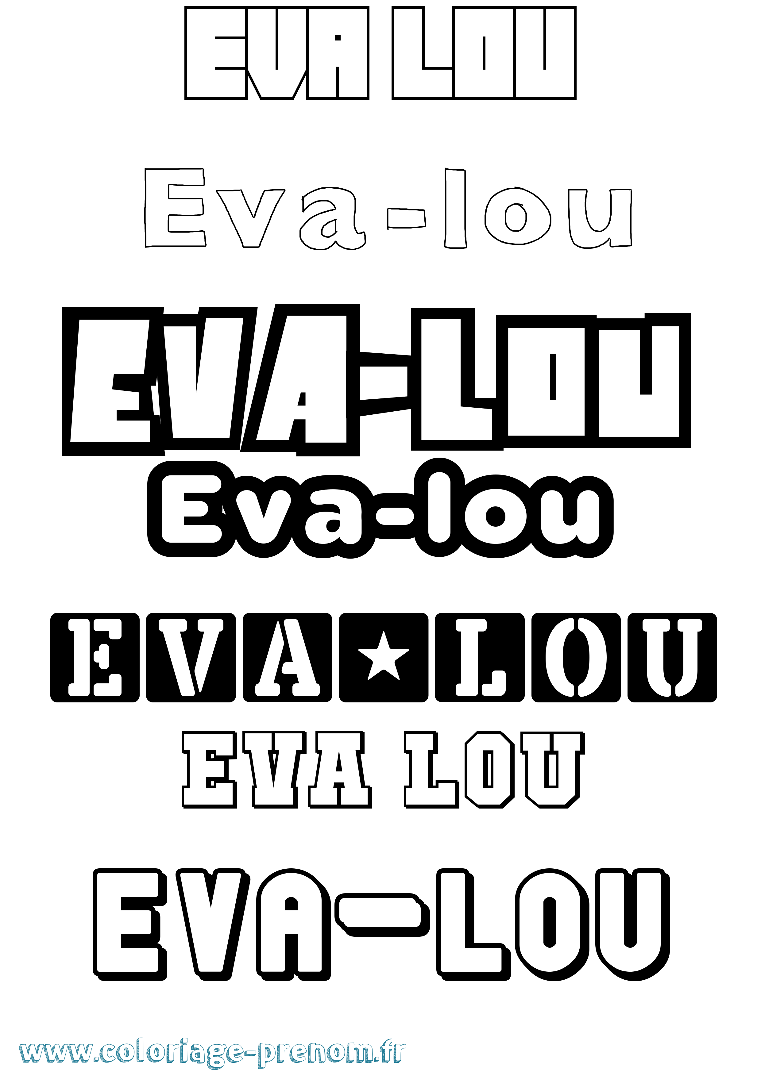 Coloriage Eva-Lou Simple Coloriage prénom Eva-Lou Simple