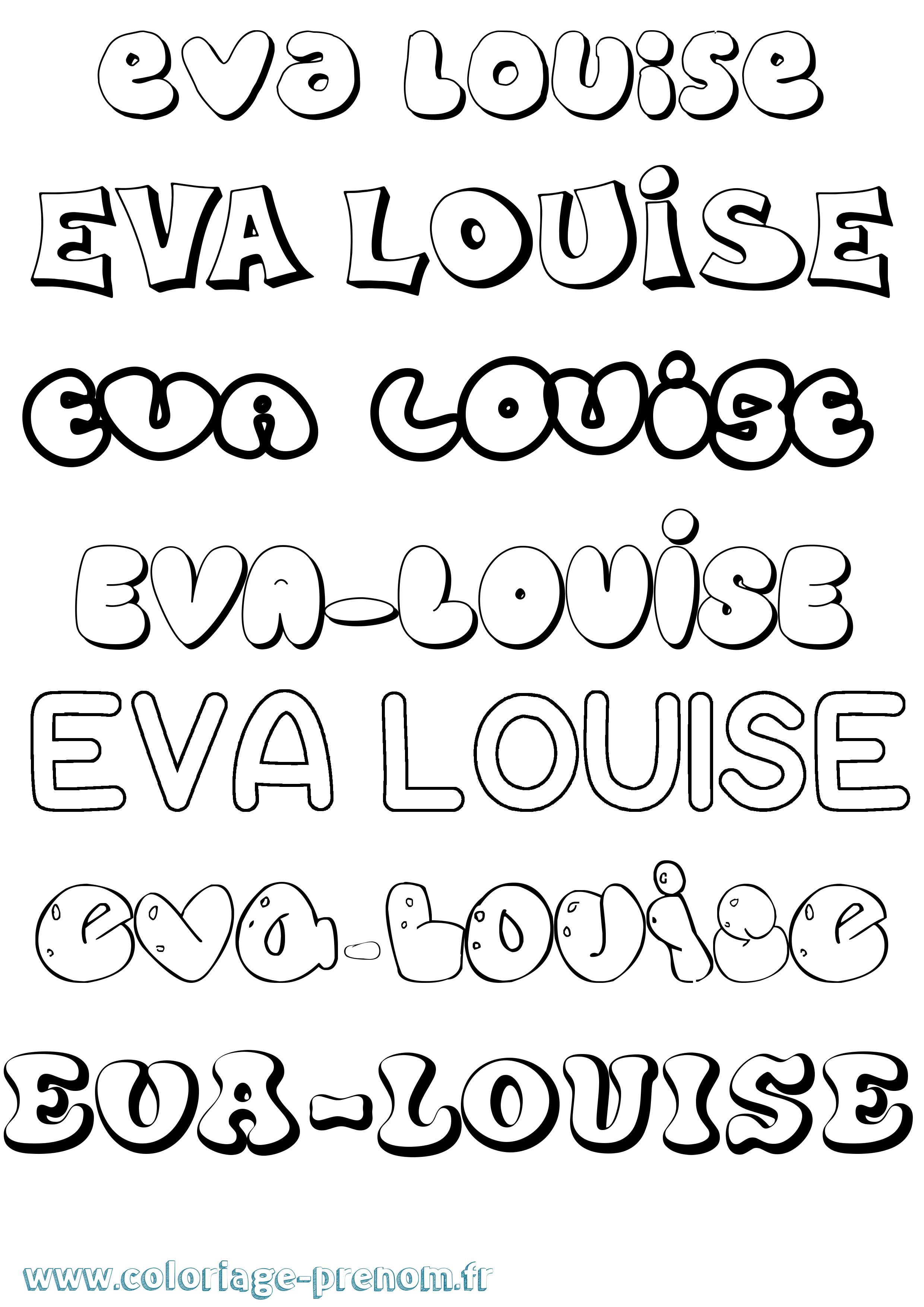 Coloriage Eva-Louise Bubble Coloriage prénom Eva-Louise Bubble