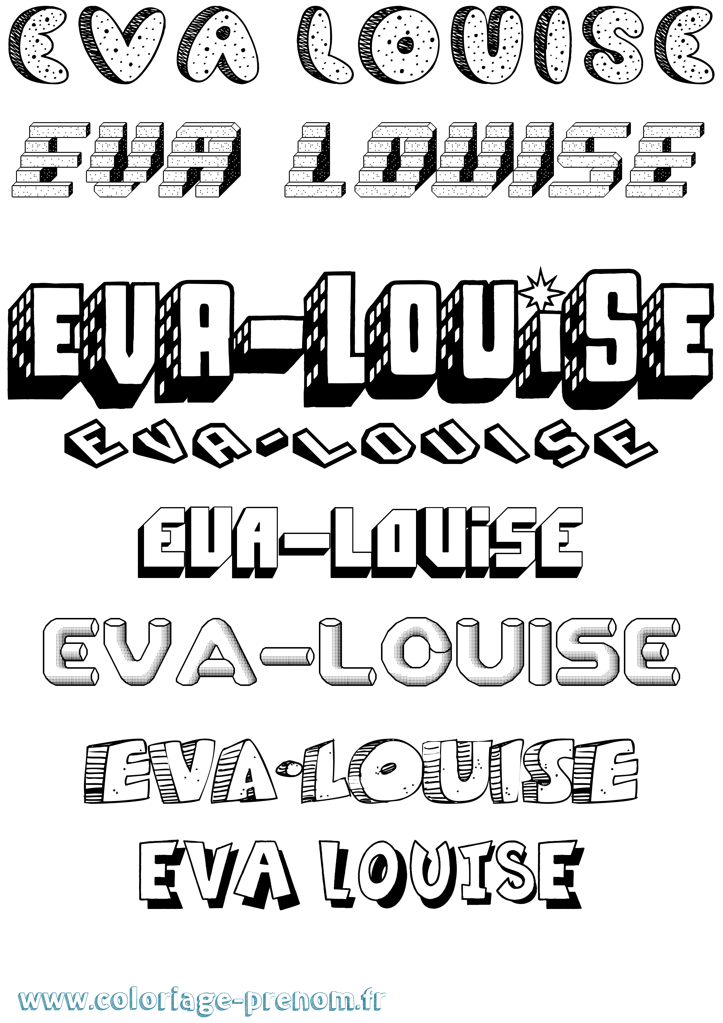 Coloriage Eva-Louise Effet 3D Coloriage prénom Eva-Louise Effet 3D