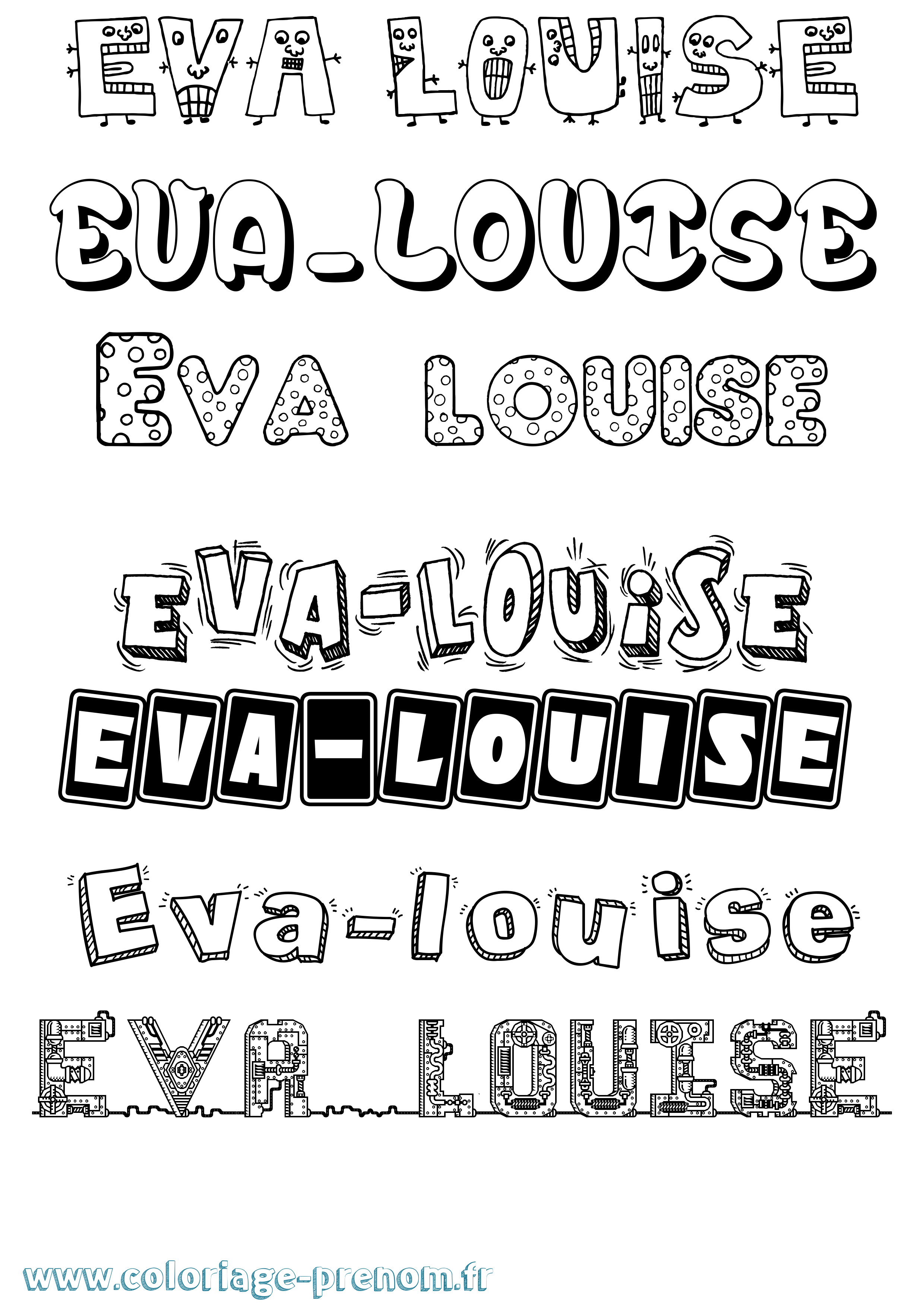 Coloriage Eva-Louise Fun Coloriage prénom Eva-Louise Fun