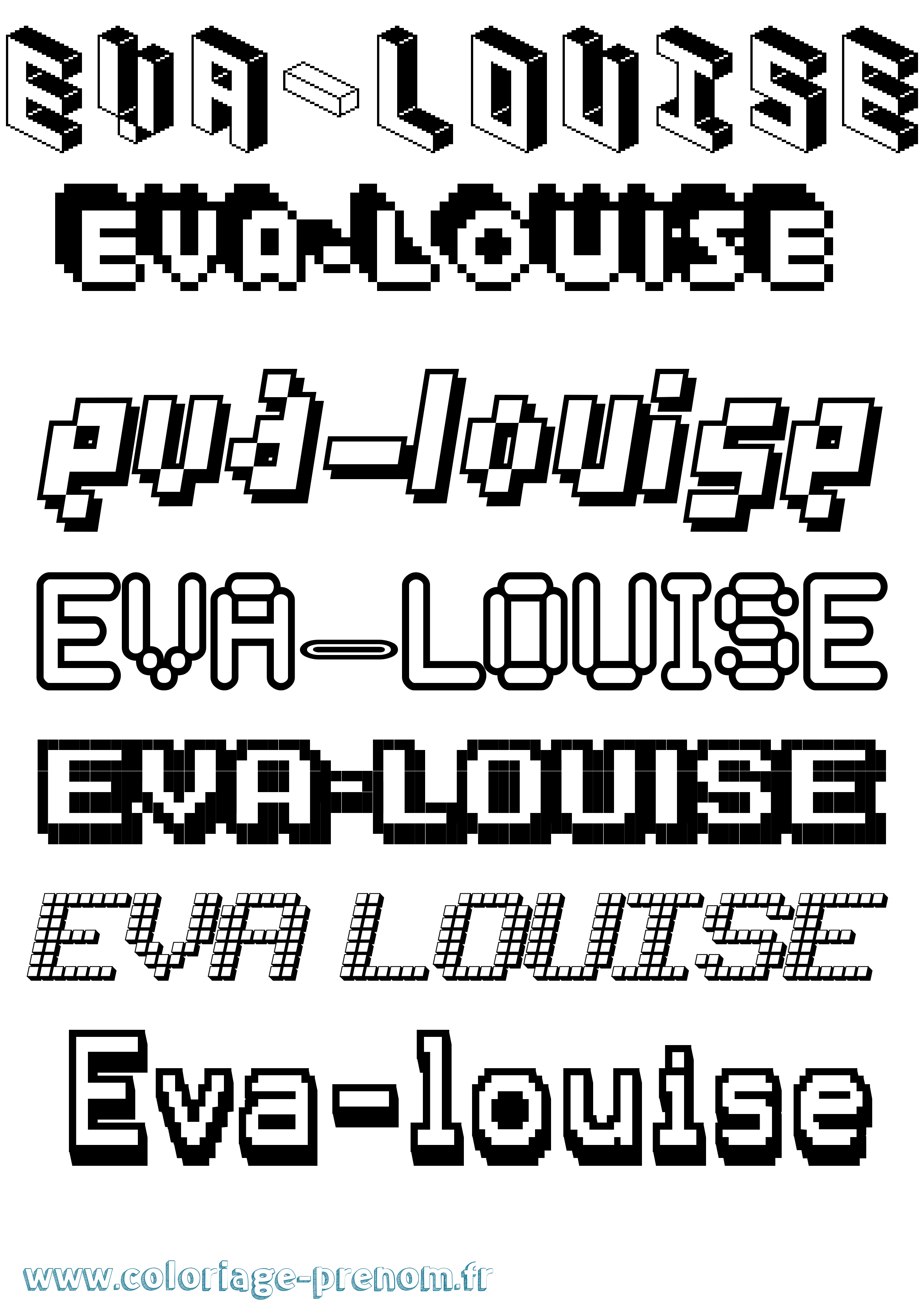 Coloriage Eva-Louise Pixel Coloriage prénom Eva-Louise Pixel