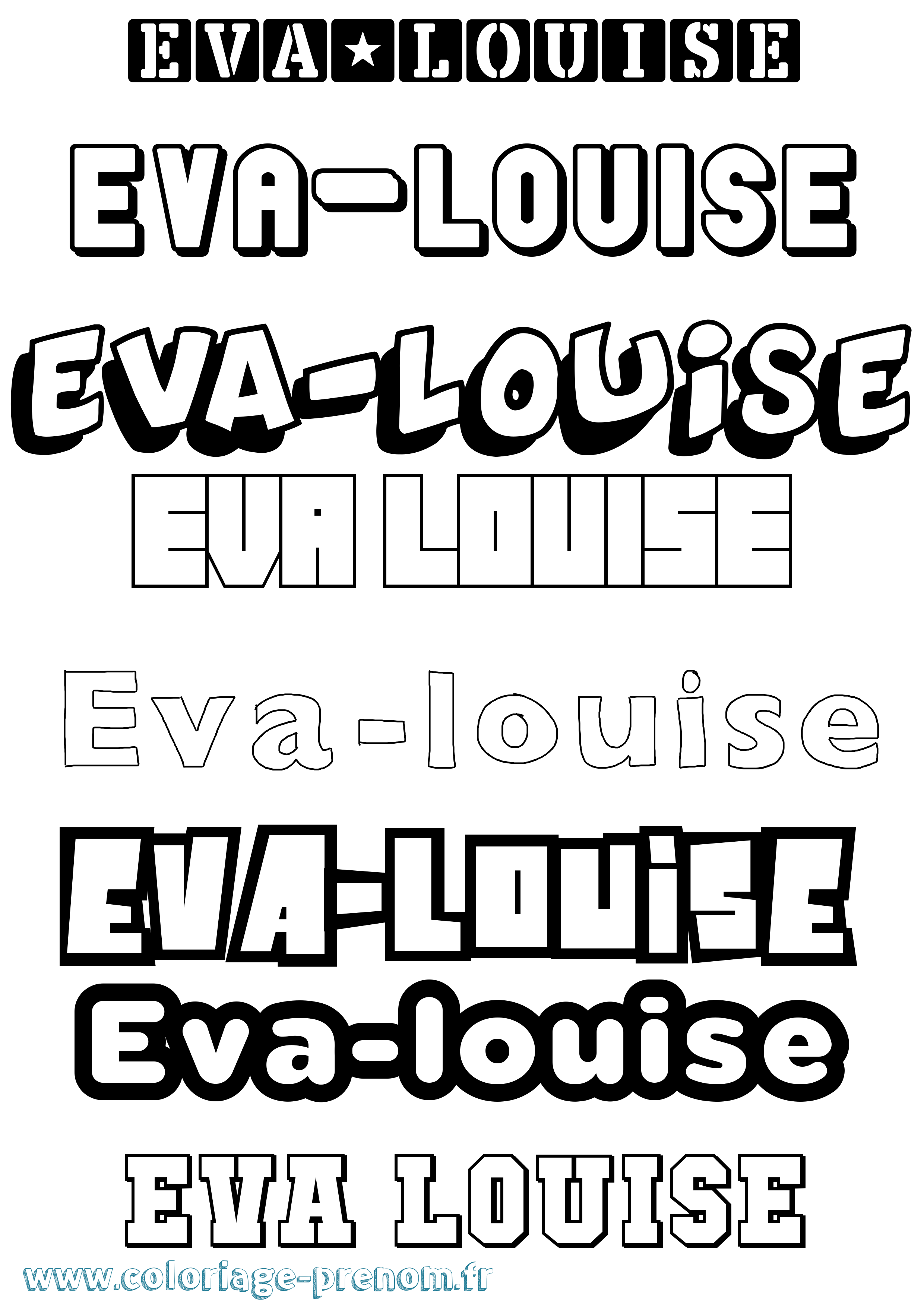 Coloriage Eva-Louise Simple Coloriage prénom Eva-Louise Simple