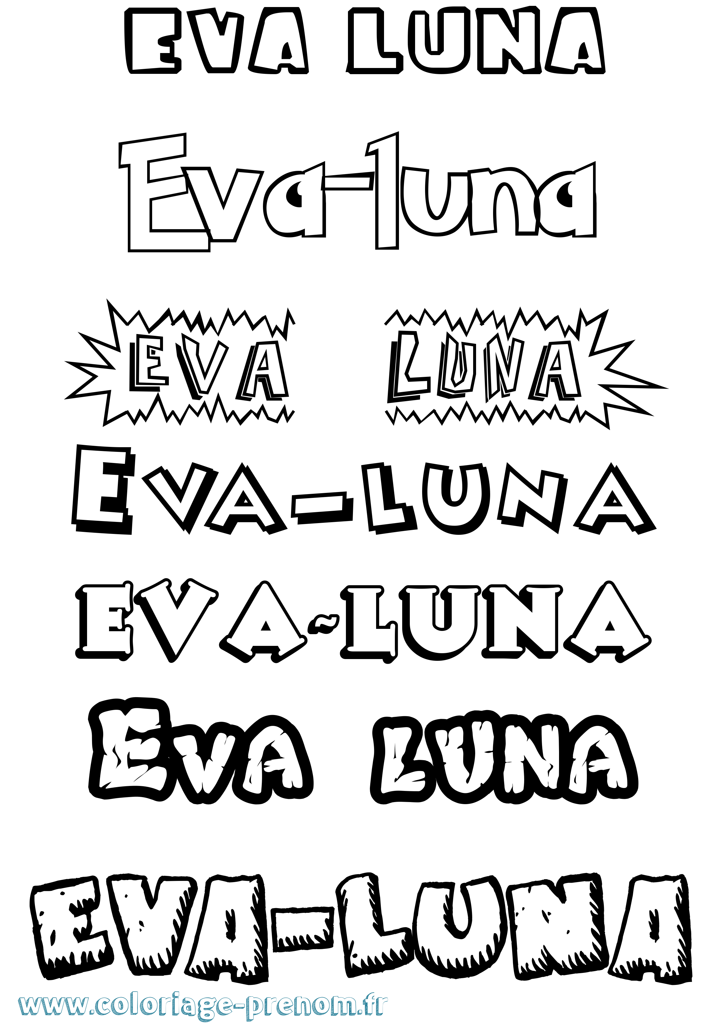 Coloriage Eva-Luna Dessin Animé Coloriage prénom Eva-Luna Dessin Animé