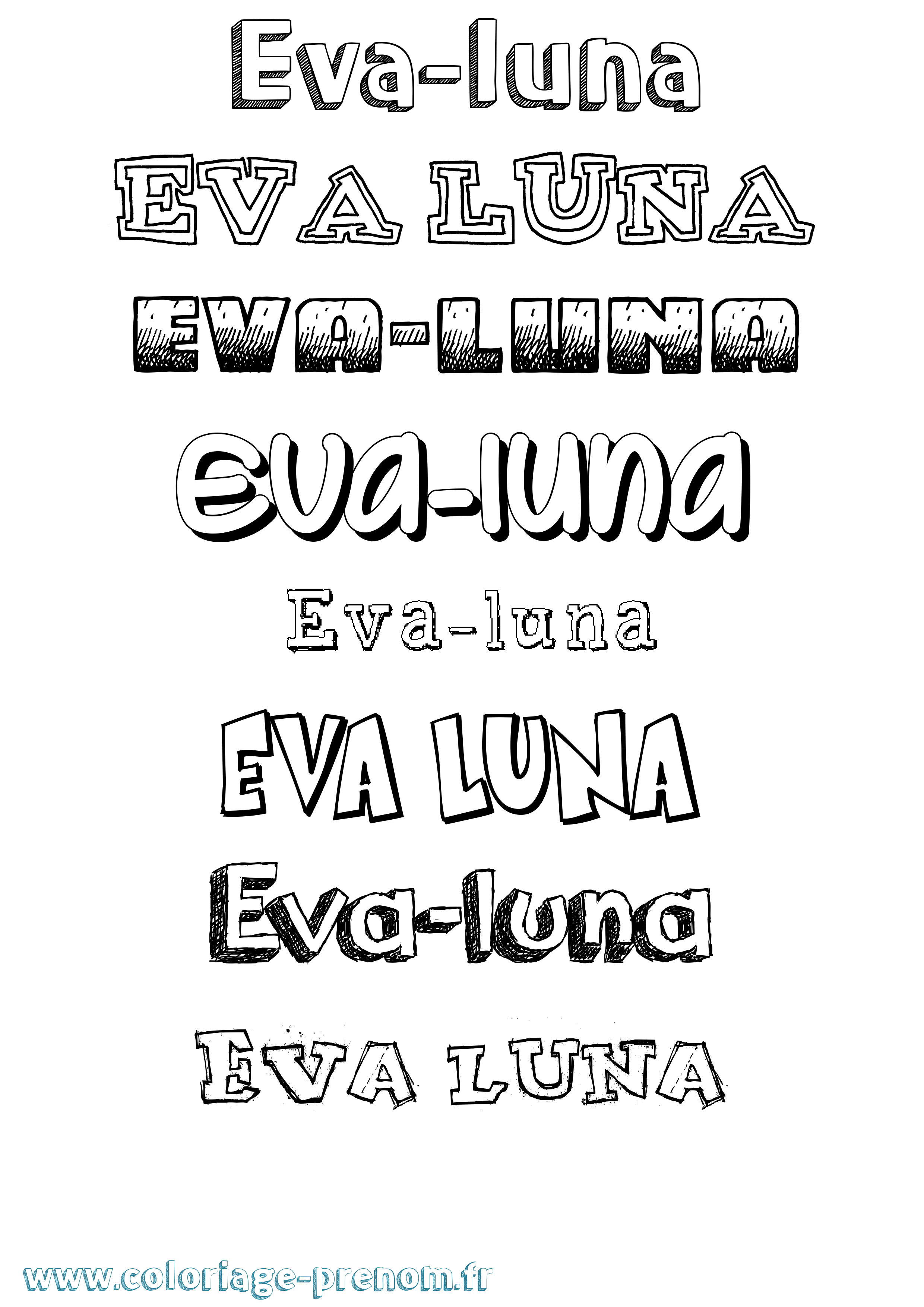 Coloriage Eva-Luna Dessiné Coloriage prénom Eva-Luna Dessiné