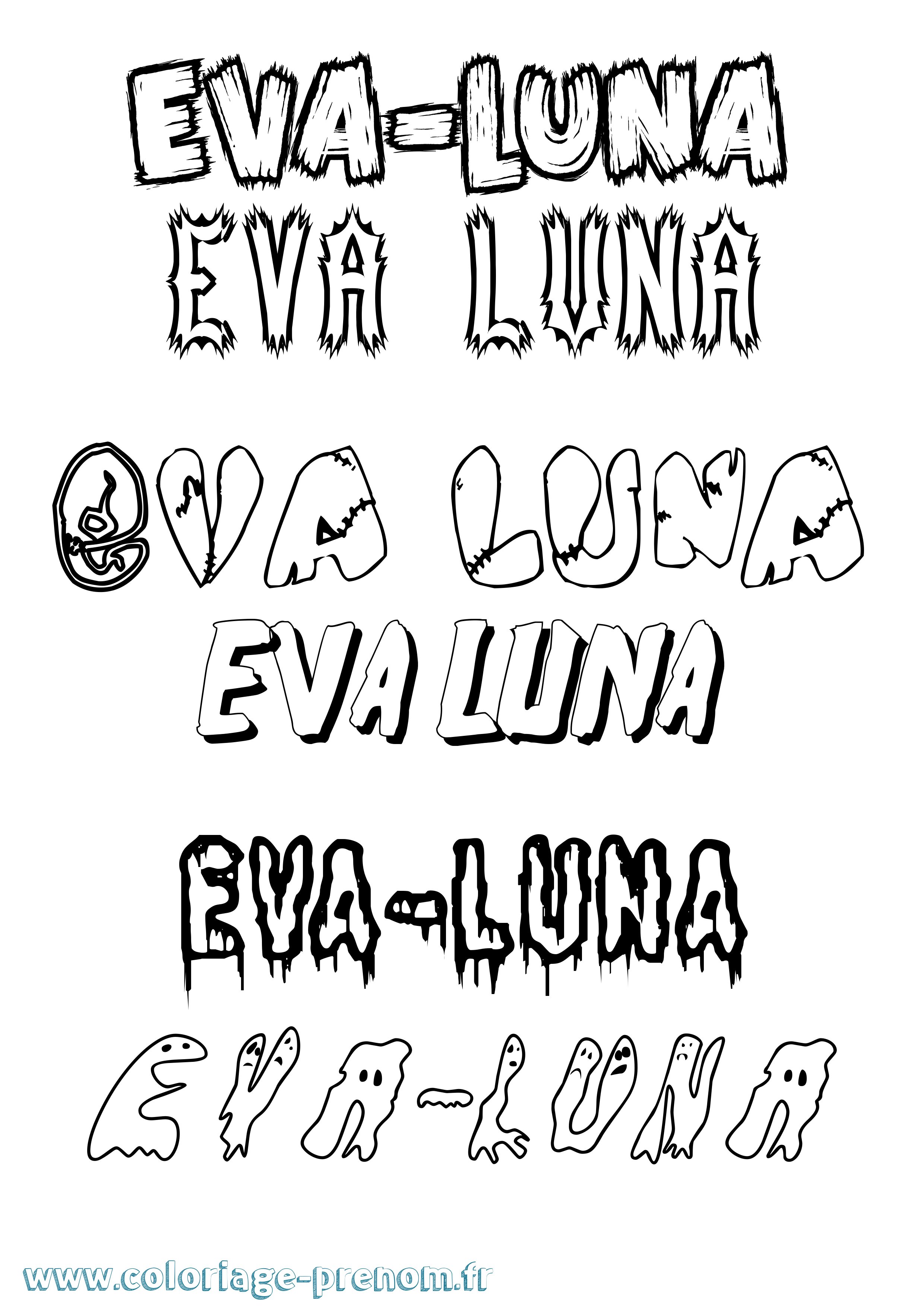 Coloriage Eva-Luna Frisson Coloriage prénom Eva-Luna Frisson
