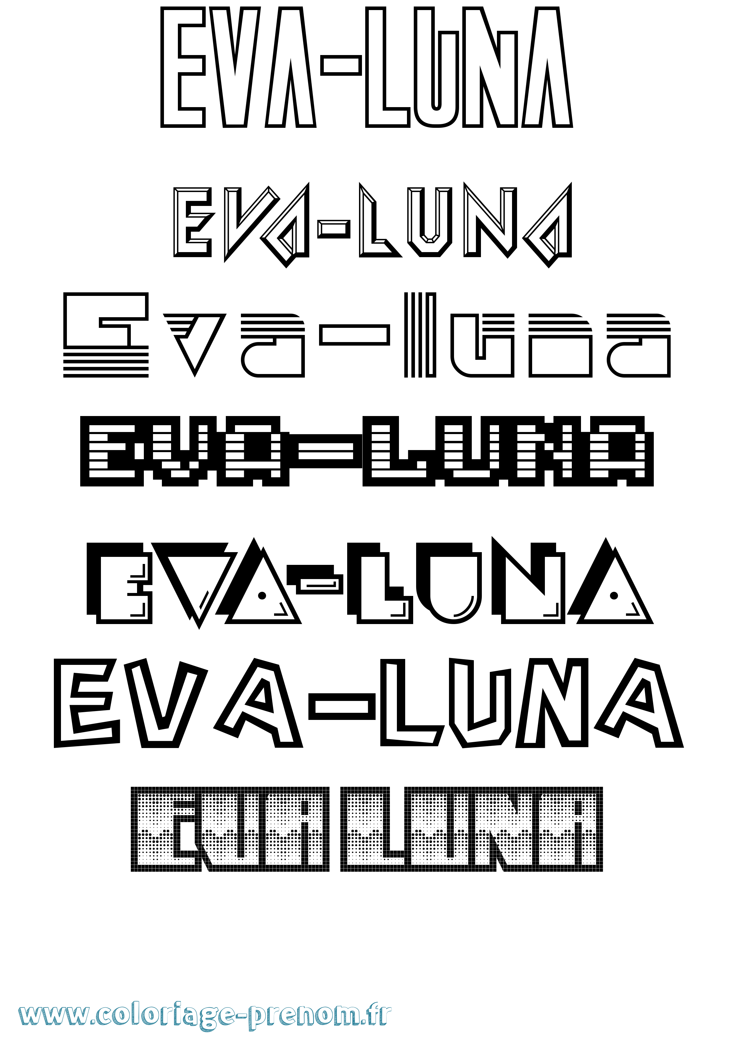 Coloriage Eva-Luna Jeux Vidéos Coloriage prénom Eva-Luna Jeux Vidéos