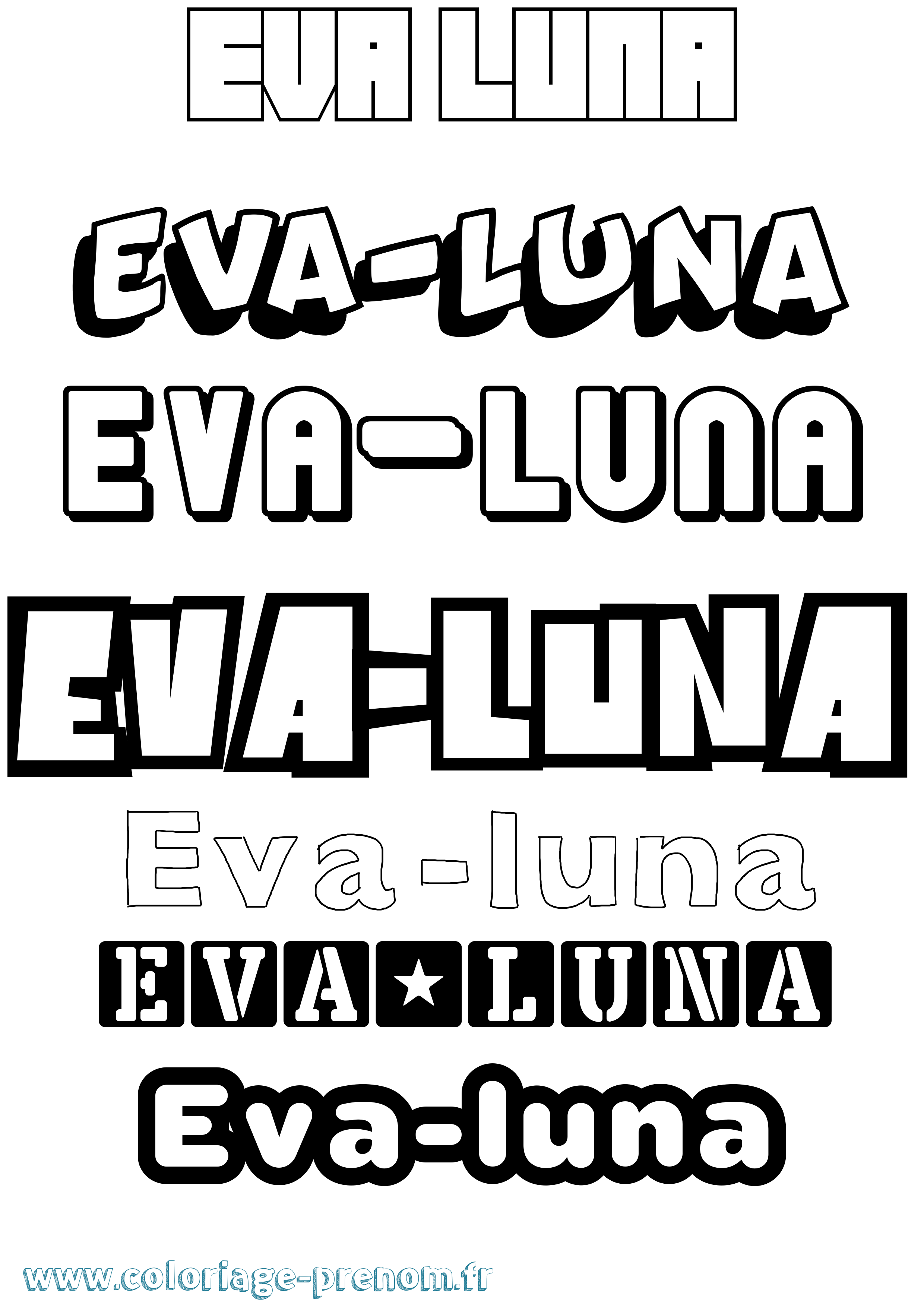 Coloriage Eva-Luna Simple Coloriage prénom Eva-Luna Simple