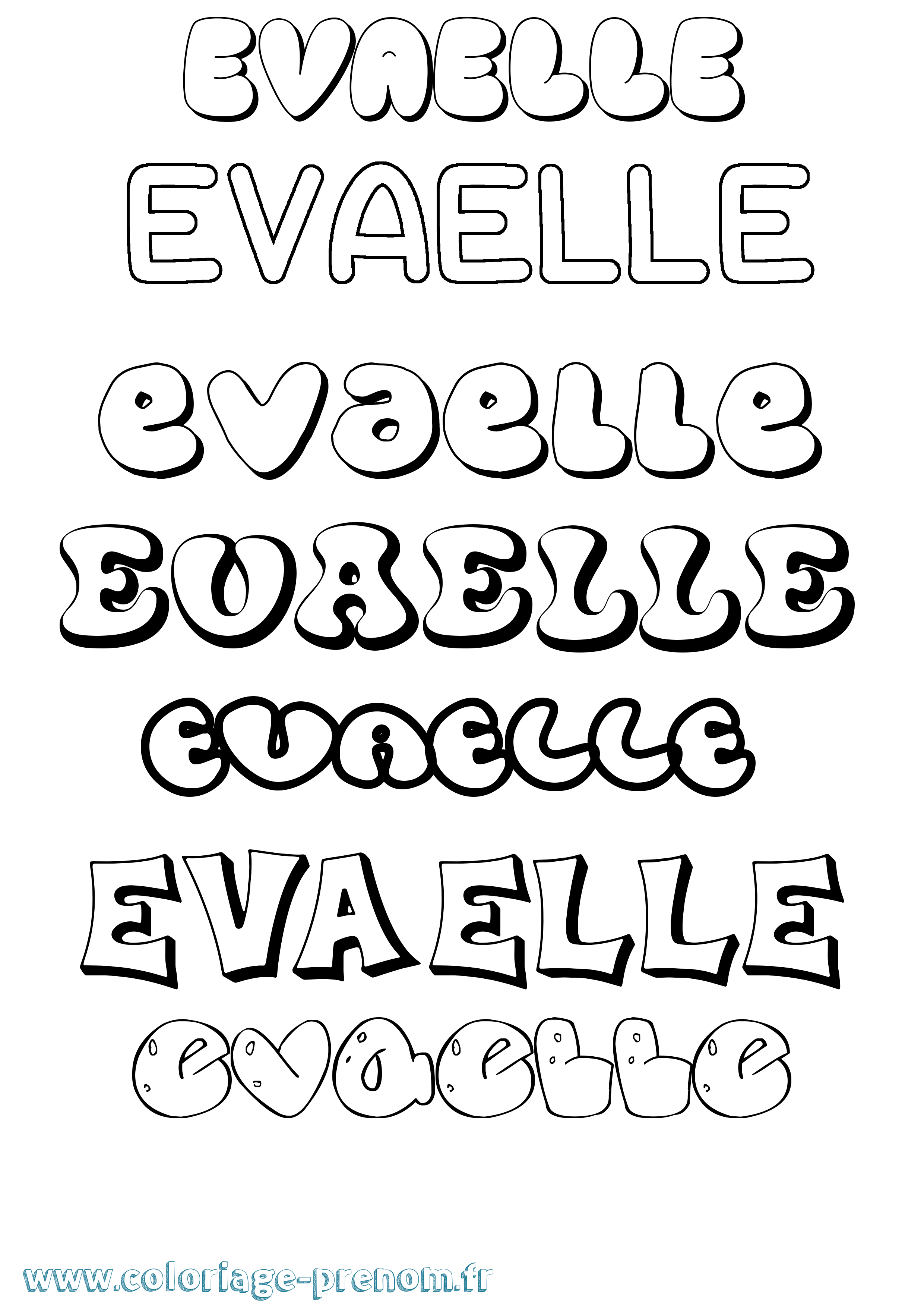 Coloriage Evaelle Bubble Coloriage prénom Evaelle Bubble
