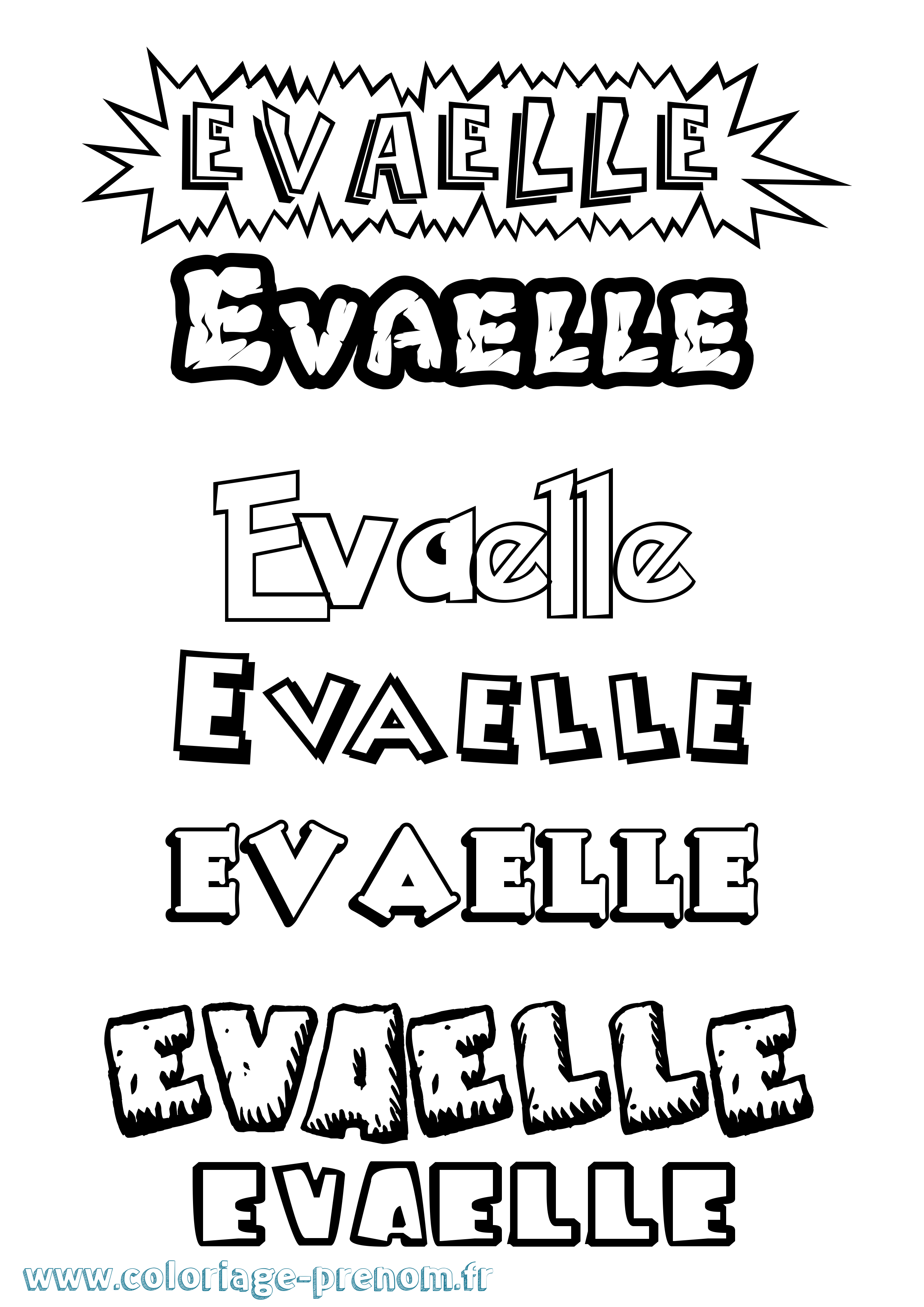 Coloriage Evaelle Dessin Animé Coloriage prénom Evaelle Dessin Animé