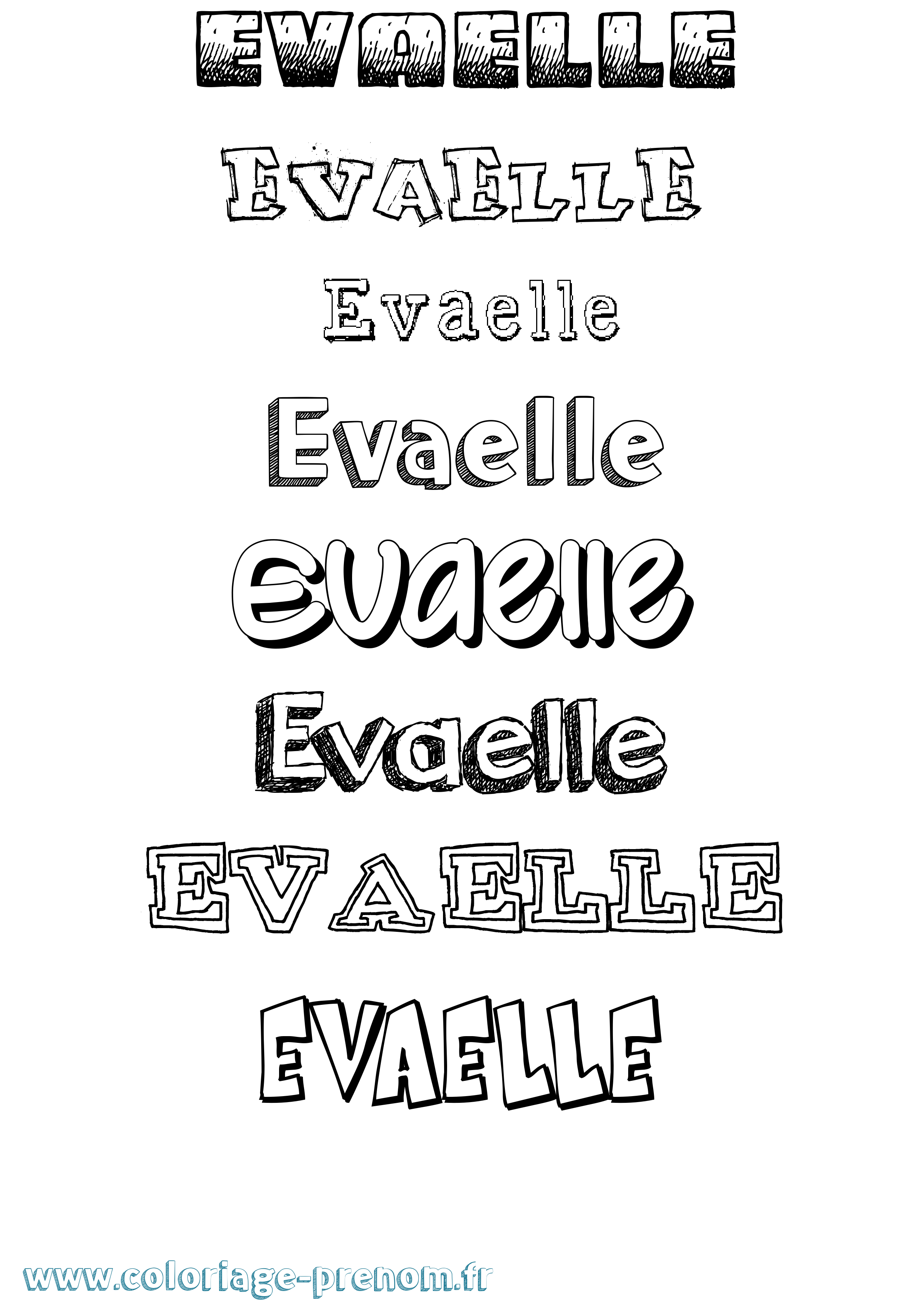 Coloriage Evaelle Dessiné Coloriage prénom Evaelle Dessiné