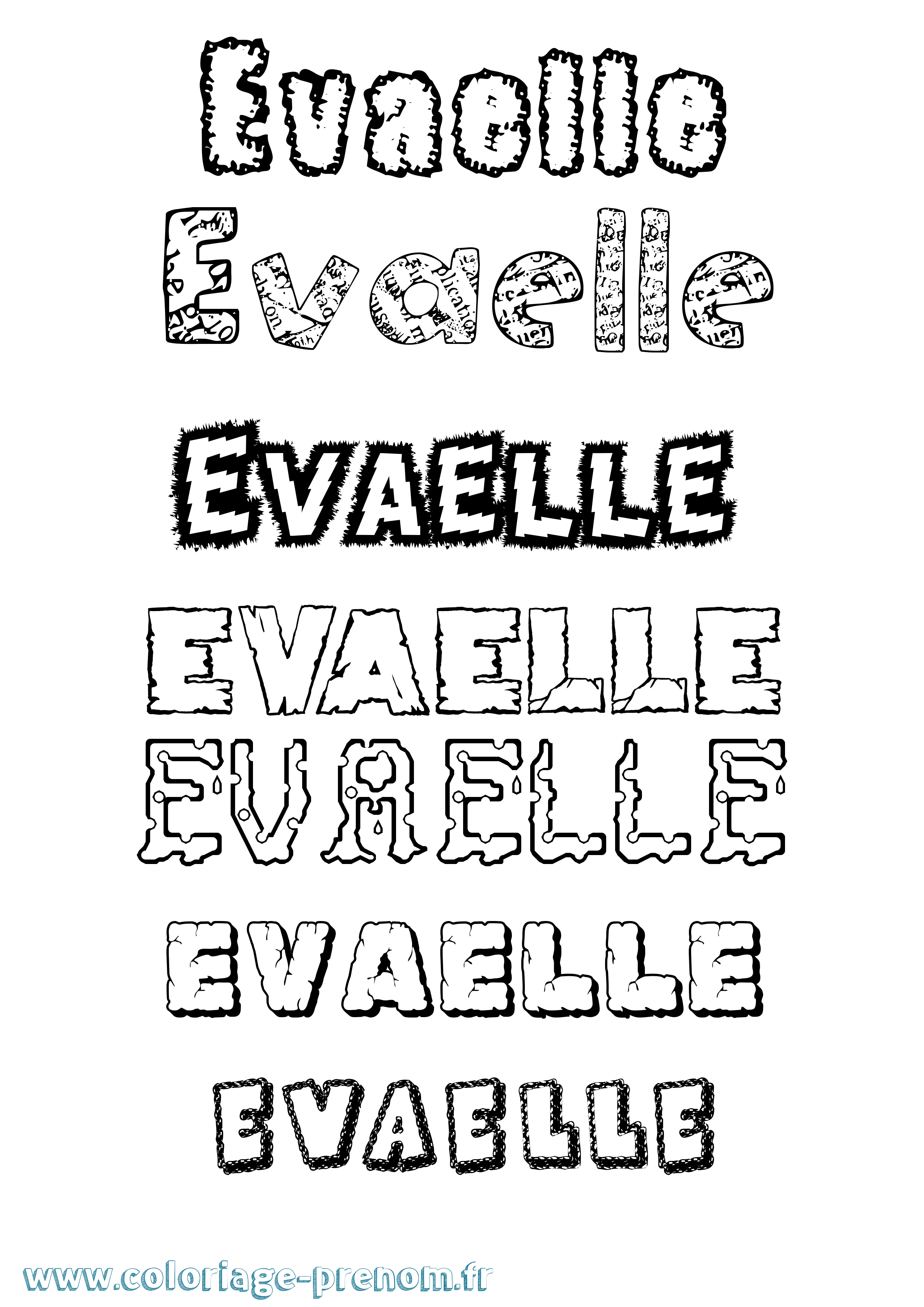 Coloriage Evaelle Destructuré Coloriage prénom Evaelle Destructuré