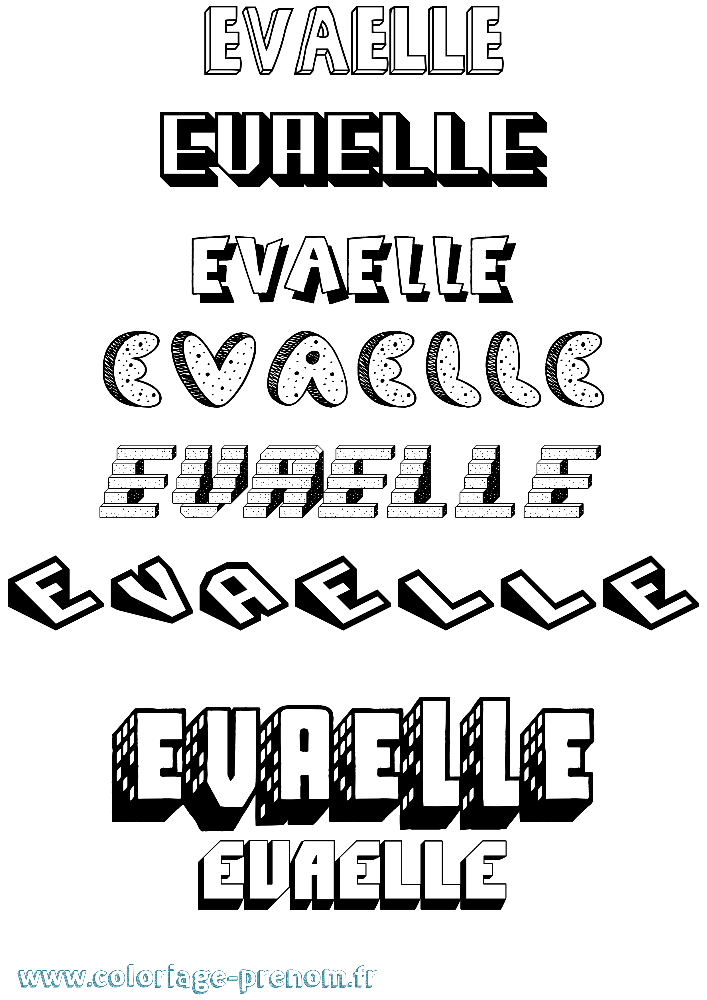 Coloriage Evaelle Effet 3D Coloriage prénom Evaelle Effet 3D